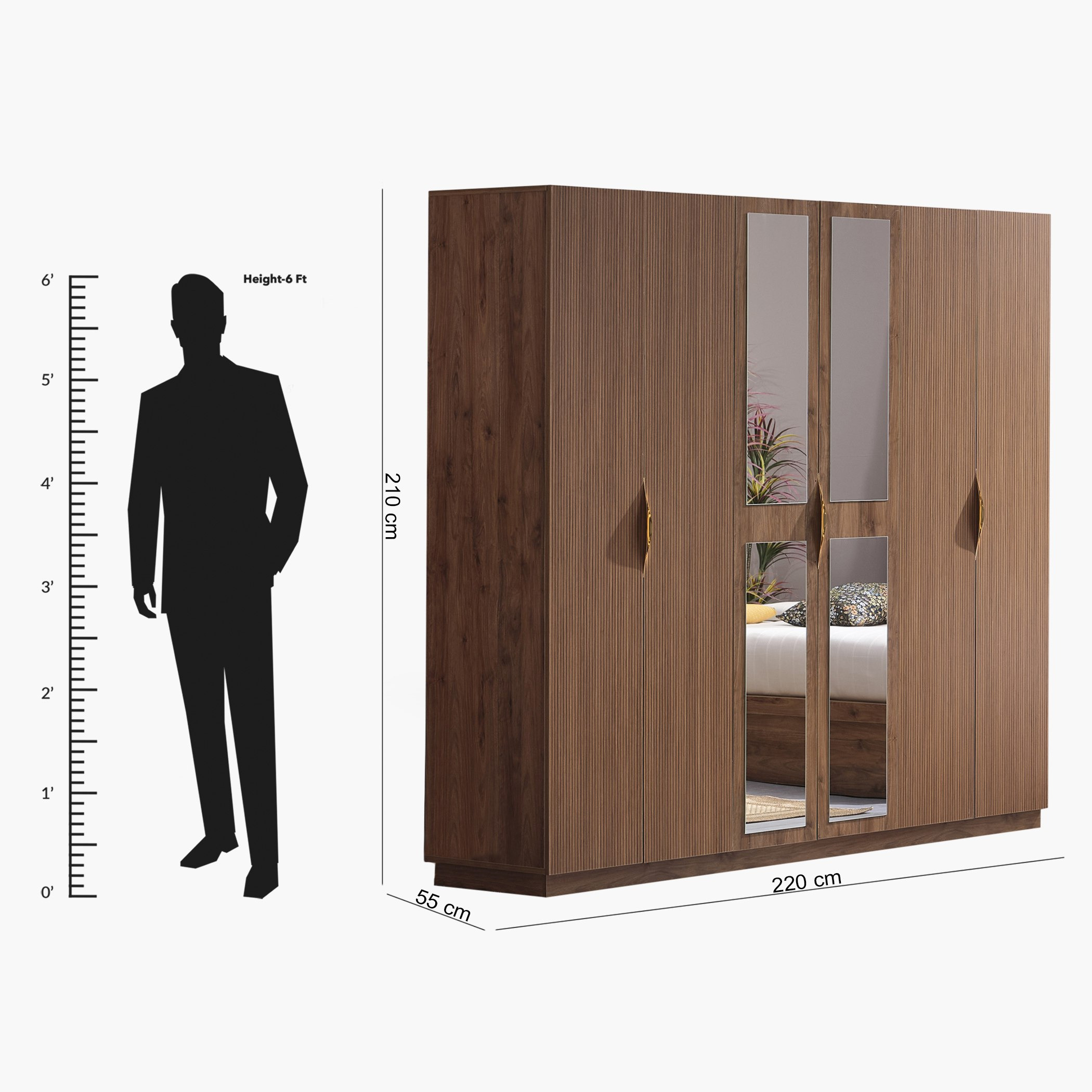 خزانة ملابس 6 أبواب مع 2 مرآة من هاربر-hbxfurniture-wardrobes-image-9