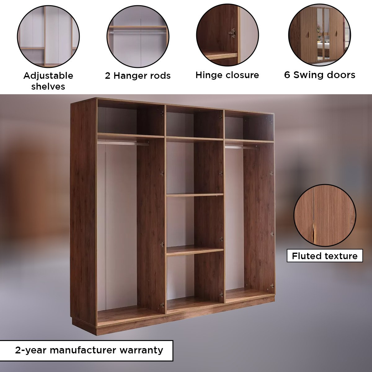 خزانة ملابس 6 أبواب مع 2 مرآة من هاربر-hbxfurniture-wardrobes-image-6