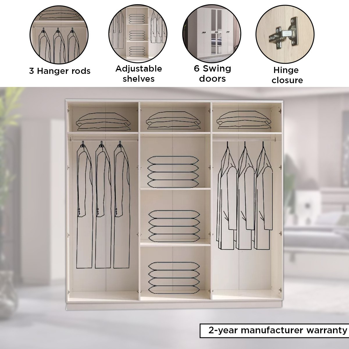 خزانة ملابس 6 أبواب مع 2 مرآة - سوهو من موڤو-hbxfurniture-wardrobes-image-6