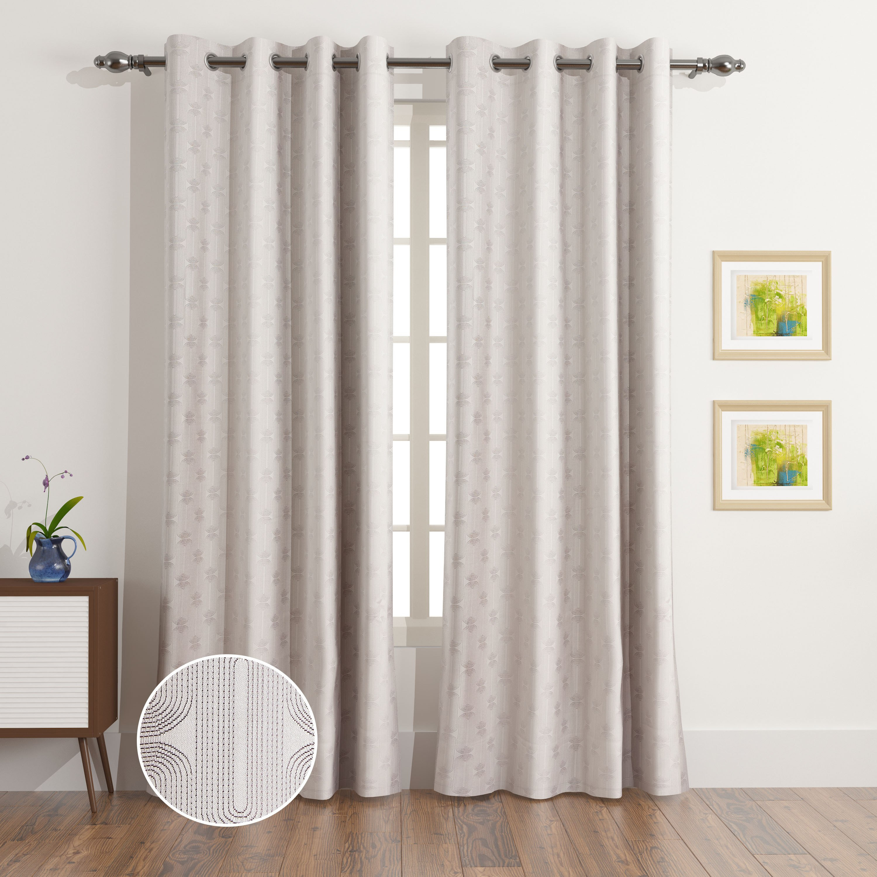 طقم ستائر جاكار قطعتين هيل من نيو - 135x240 سم-hbxhomeware-hbxdecorandfurnishings-image-1