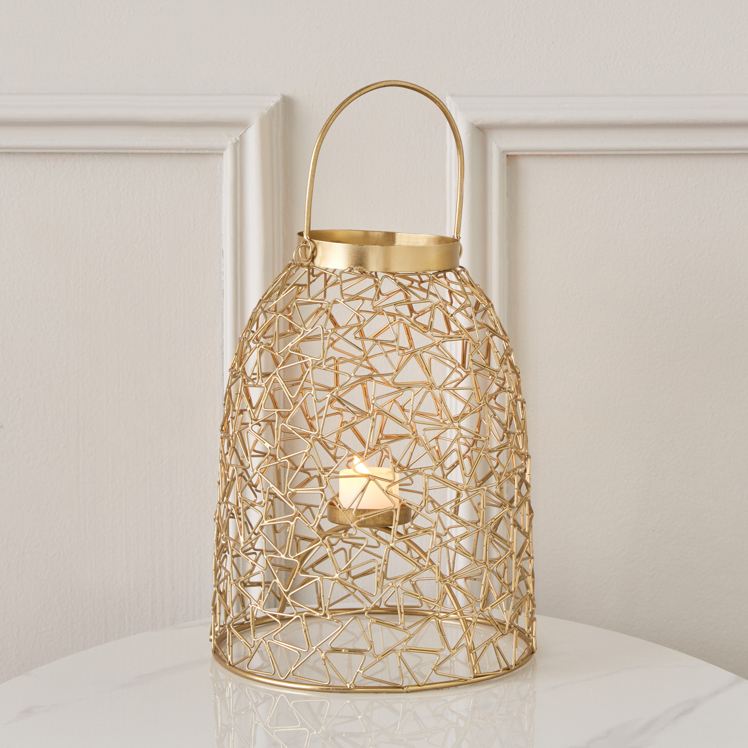 فانوس سلك معدني مع حامل شموع من هيليكس - 20x20x37 سم-hbxdecorandfurnishings-homeaccessories-lanterns-image-1
