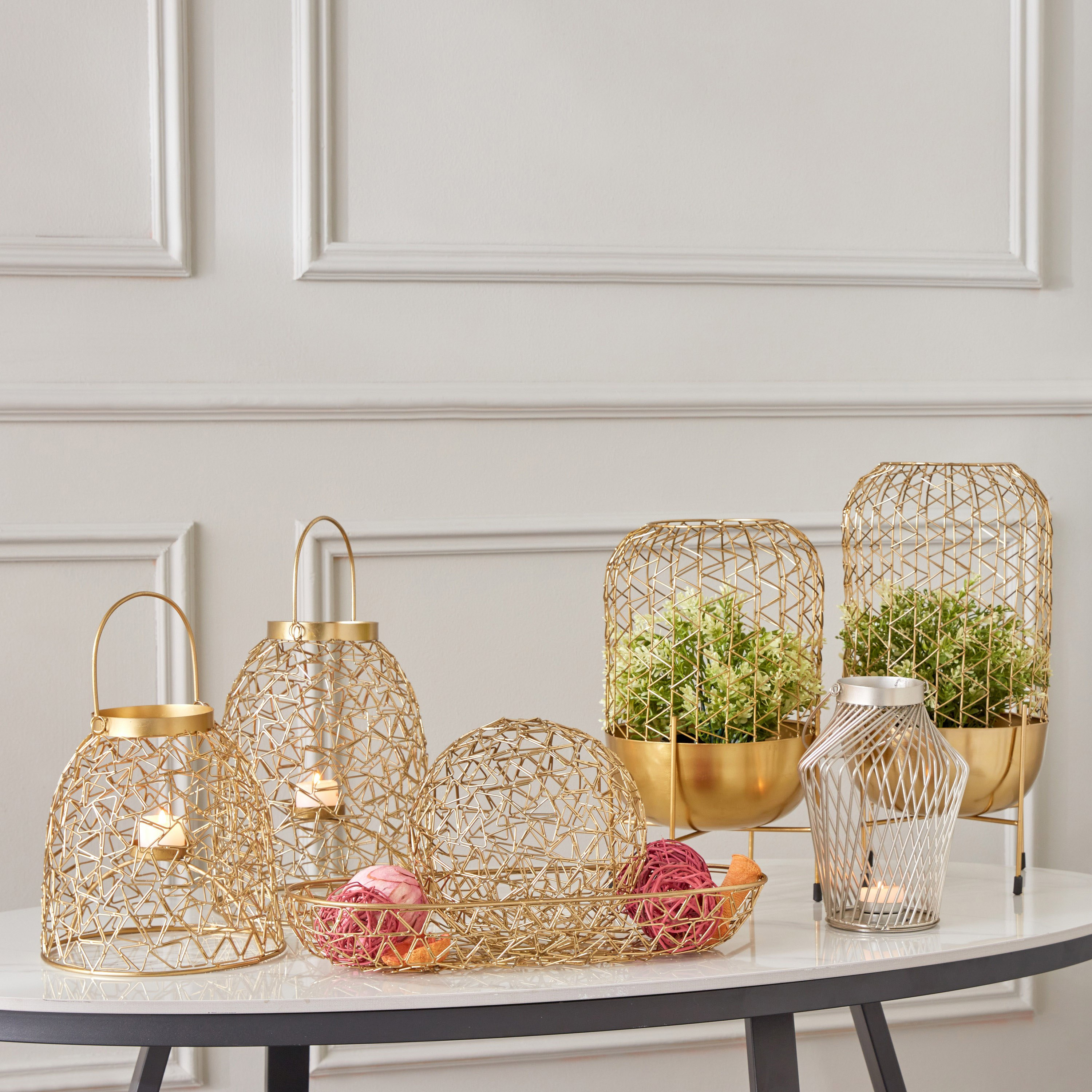 فانوس سلك معدني مع حامل شموع من هيليكس - 20x20x37 سم-hbxdecorandfurnishings-homeaccessories-lanterns-image-5