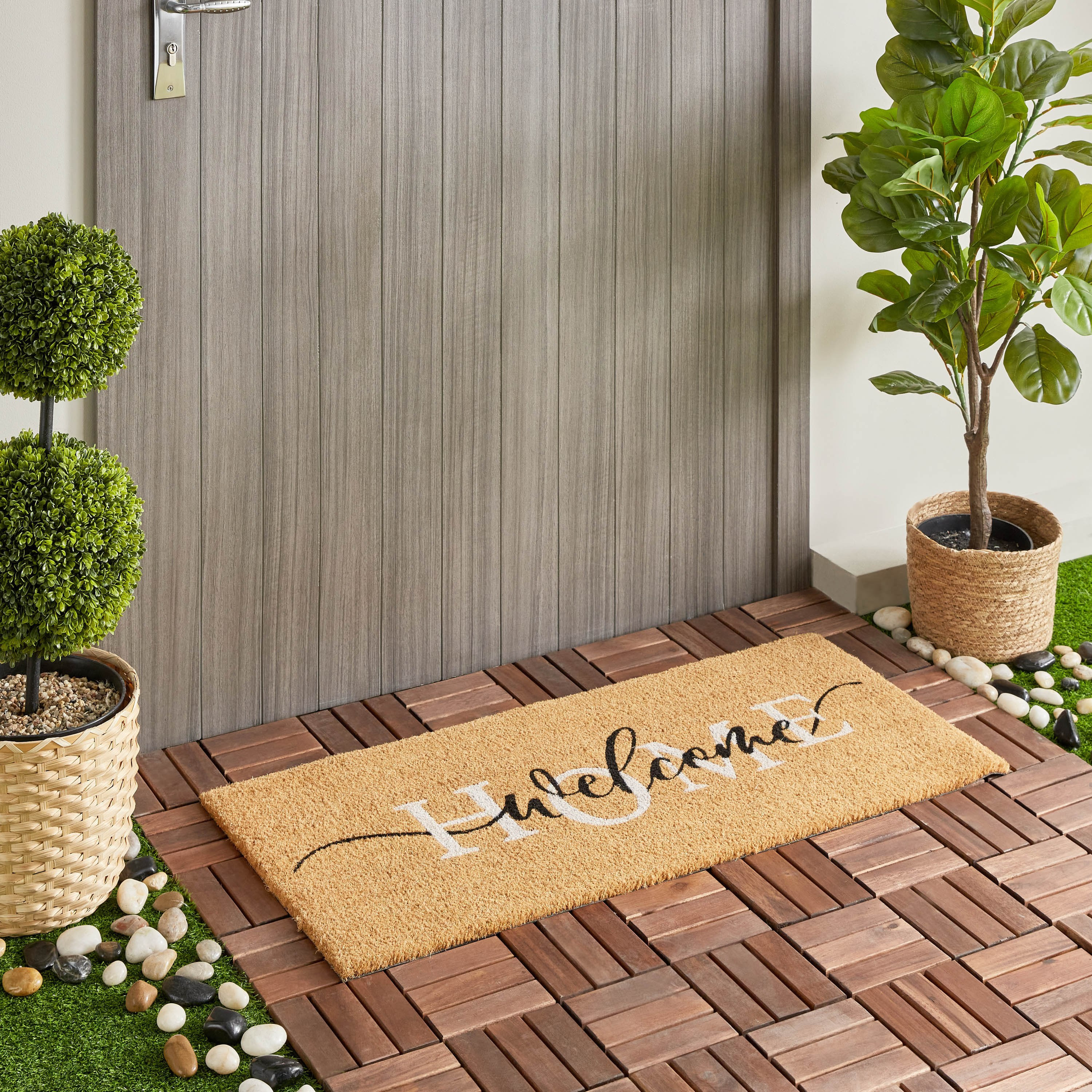 سجادة باب من ألياف جوز الهند بطبعات - 45x100 سم-hbxhomeware-hbxlivingroom-image-1