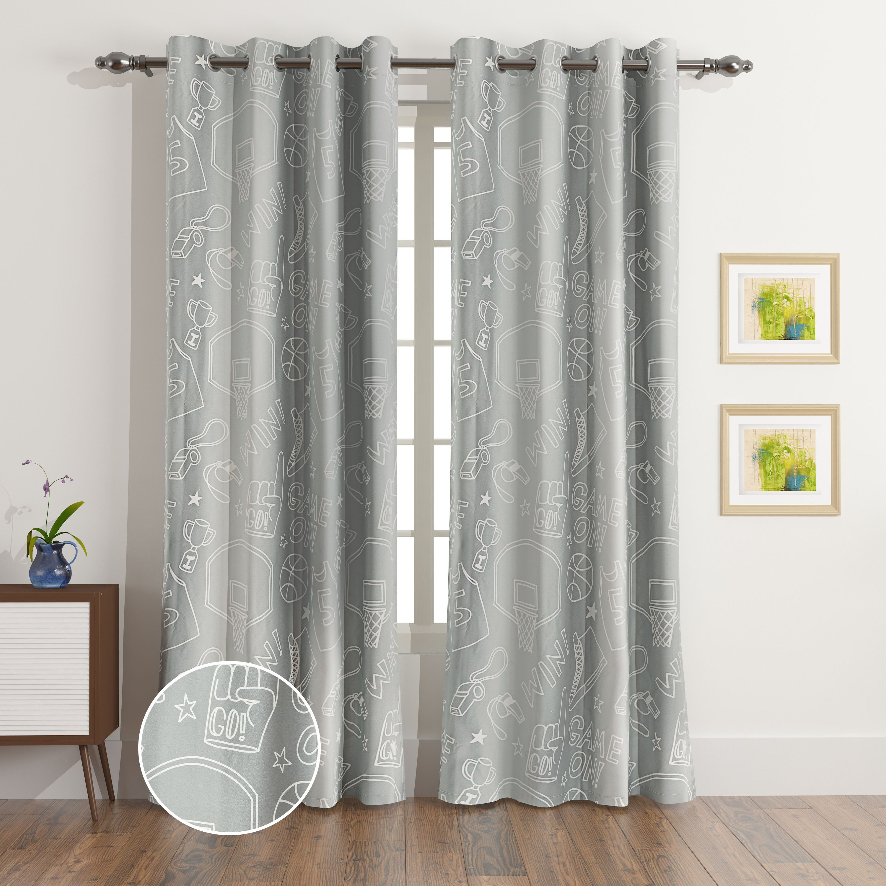 Arcade 2-Piece Team Play Blackout Curtain Set - 135x240 cm-hbxbedroom-windowcoverings-curtains-image-1