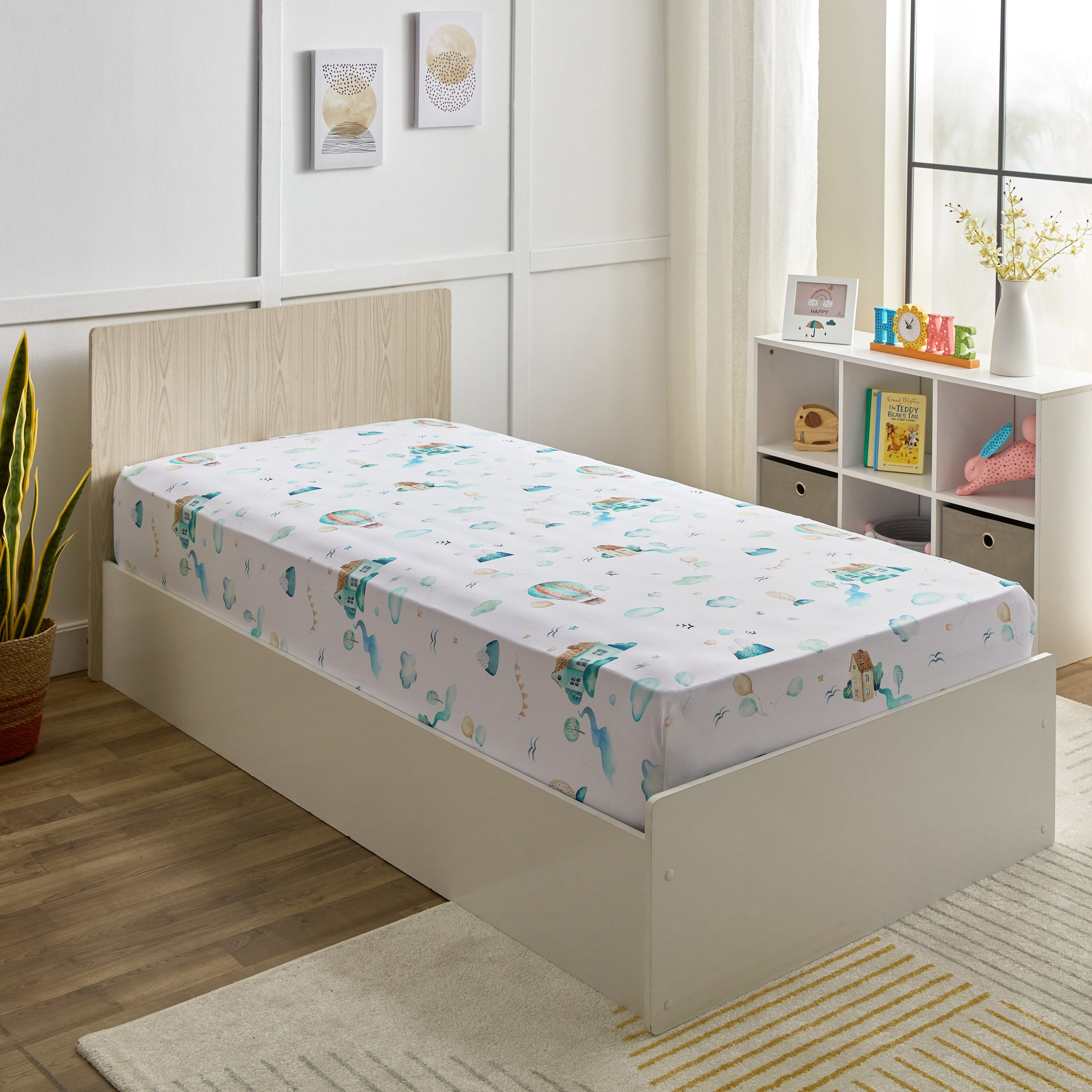 شرشف مطاطي فردي سادة من الألياف الدقيقة جويفل من بلاي لاند - 90x200+25 سم-hbxhomeware-hbxkidsandyouth-image-1