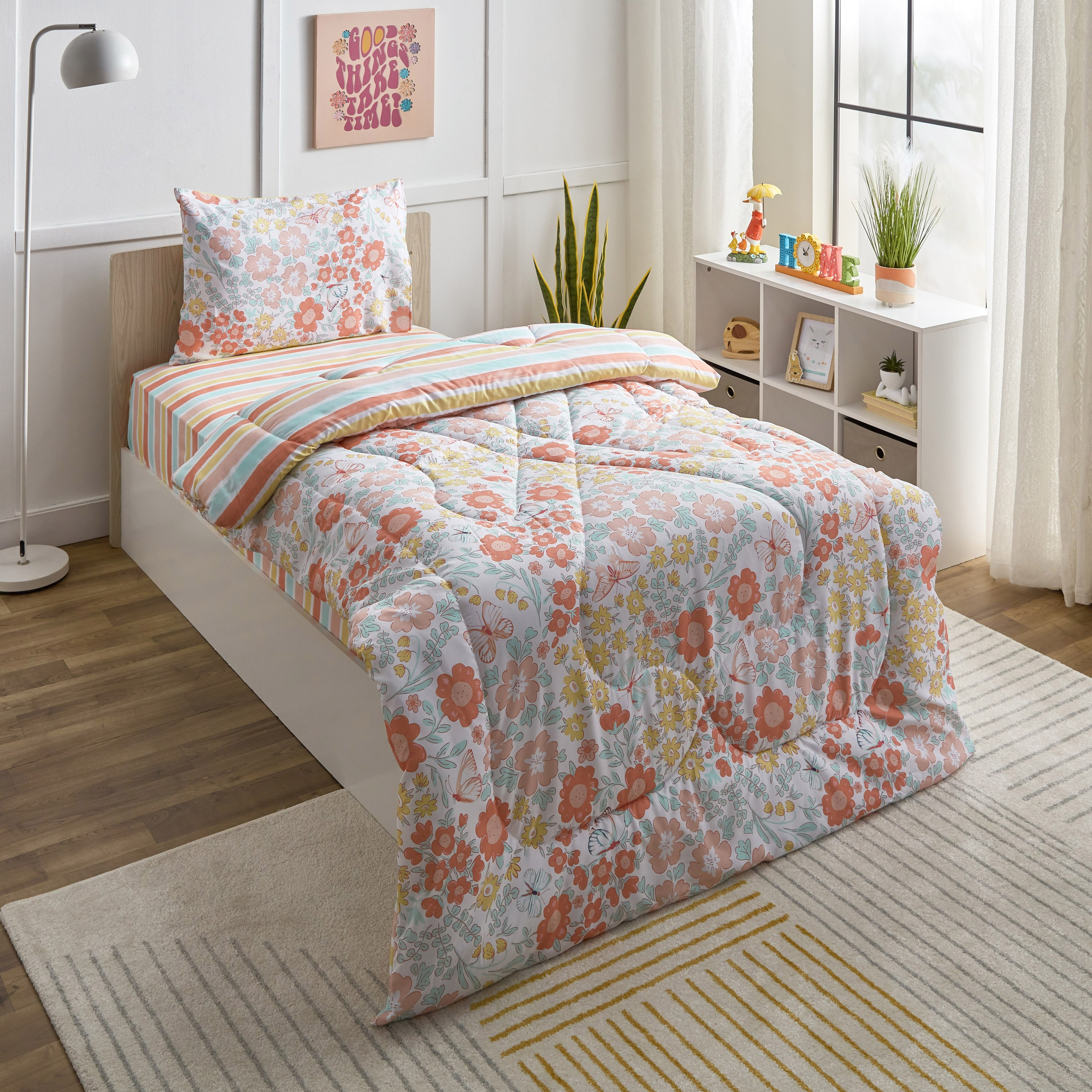 Flutterby Meadows 2-Piece Single Microfibre Comforter Set - 135x220 cm-hbxhomeware-hbxkidsandyouth-image-1