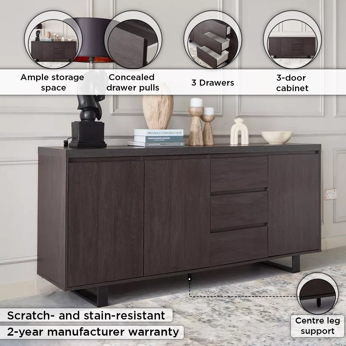 Indus 3-Door Sideboard with 3 Drawers-hbxfurniture-diningroom-buffetsandsideboards-image-4