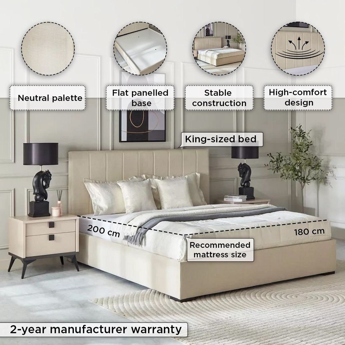 Luxembourg 5-Piece King Bedroom Set - 180x200 cm-hbxbedroom-bedsandbedsets-bedroomsets-king-image-5