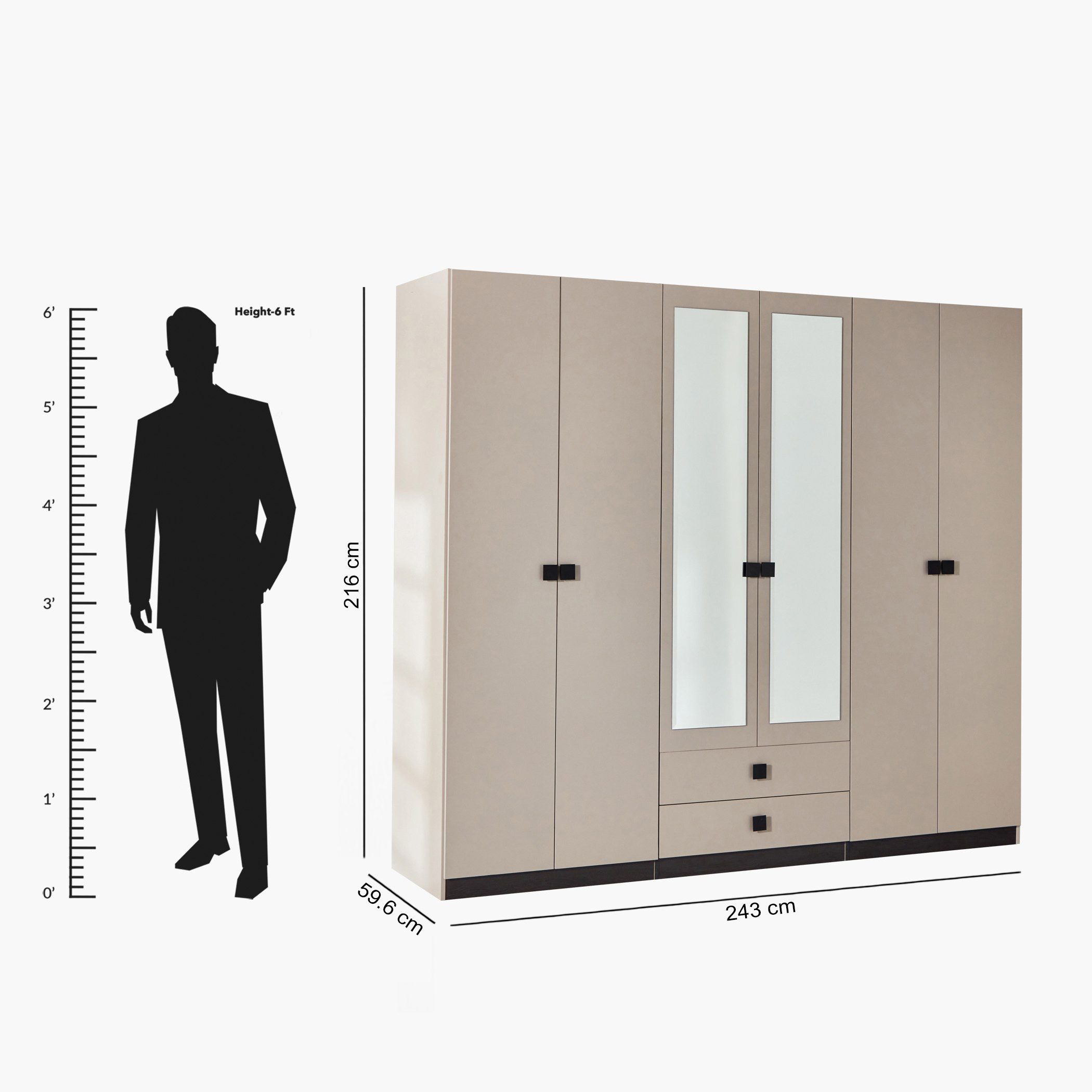 خزانة ملابس 6 أبواب بدرجين ومرآتين من لوكسمبورج-hbxfurniture-wardrobes-image-16