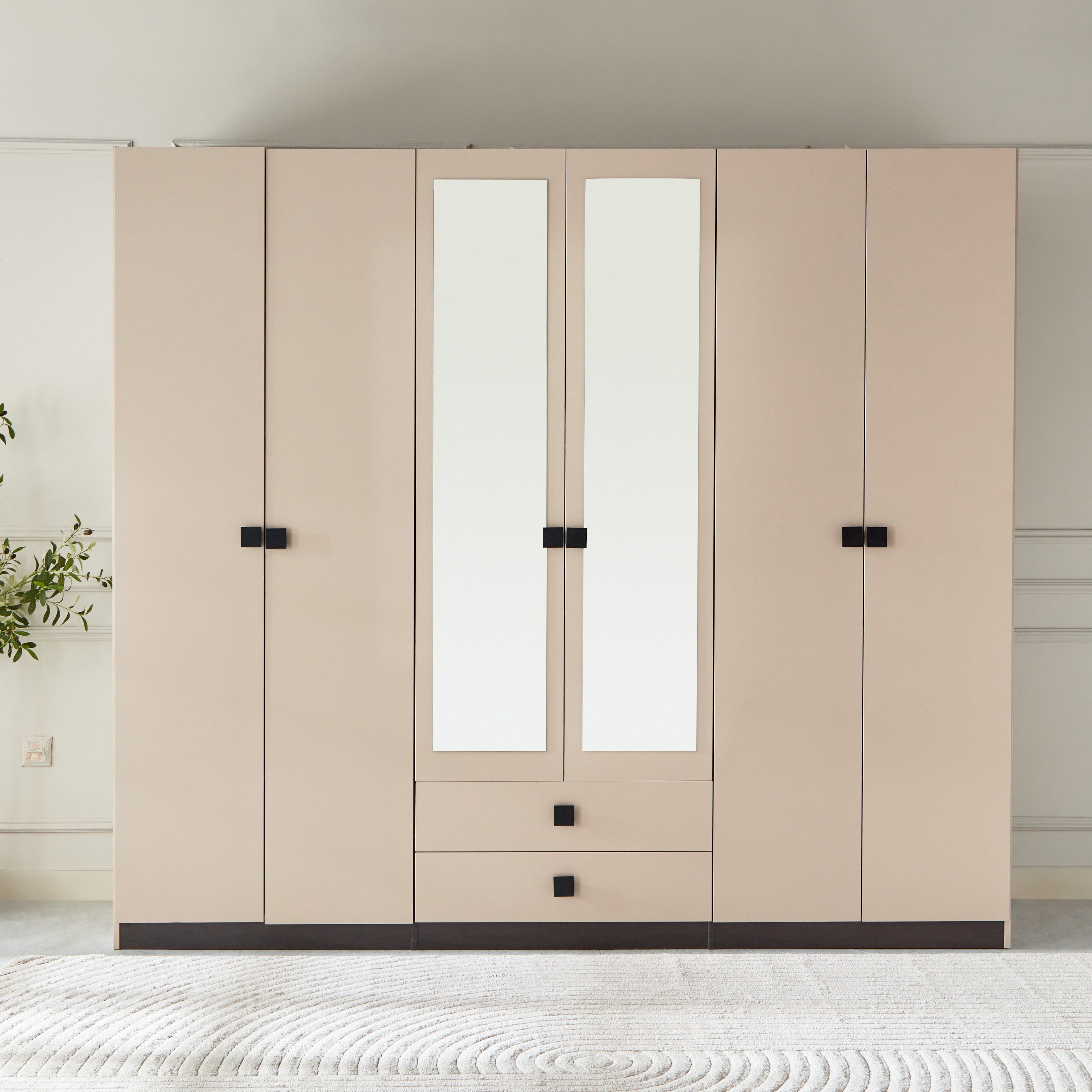 خزانة ملابس 6 أبواب بدرجين ومرآتين من لوكسمبورج-hbxfurniture-wardrobes-image-2