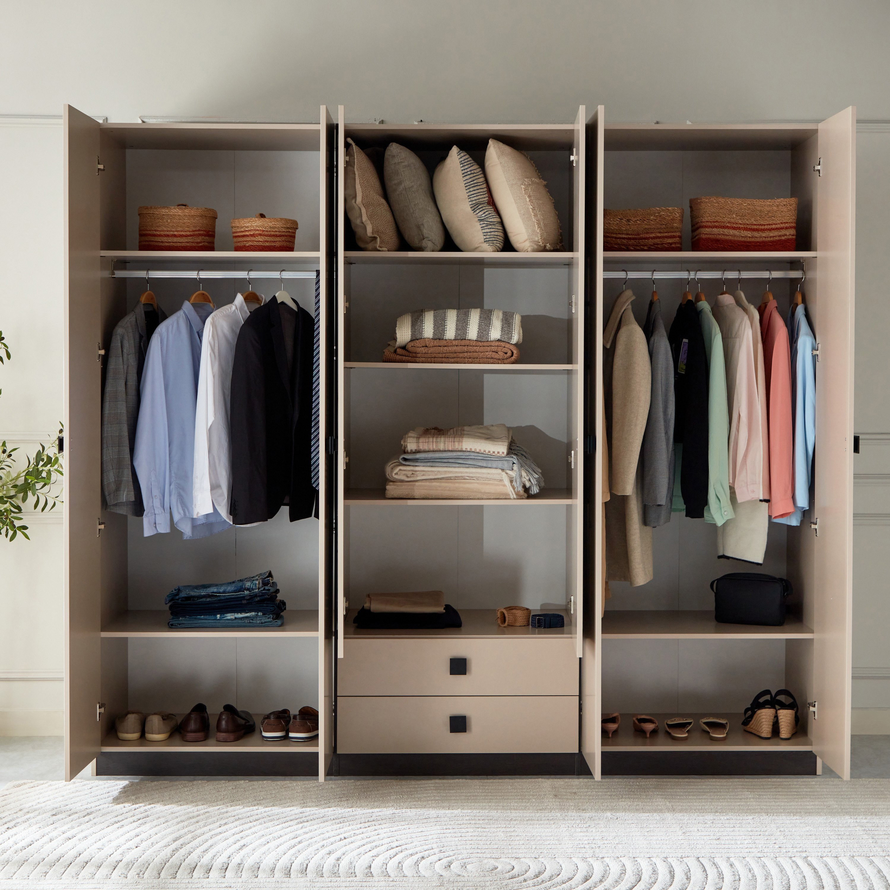 خزانة ملابس 6 أبواب بدرجين ومرآتين من لوكسمبورج-hbxfurniture-wardrobes-image-3