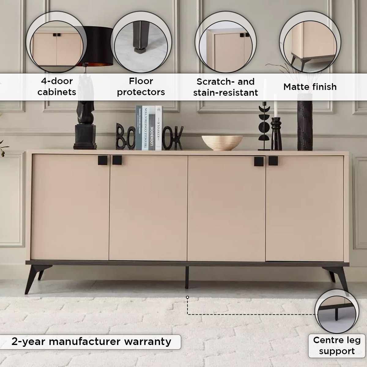 وحدة جانبية 4 أبواب من لوكسمبورغ-hbxfurniture-diningroom-buffetsandsideboards-image-4
