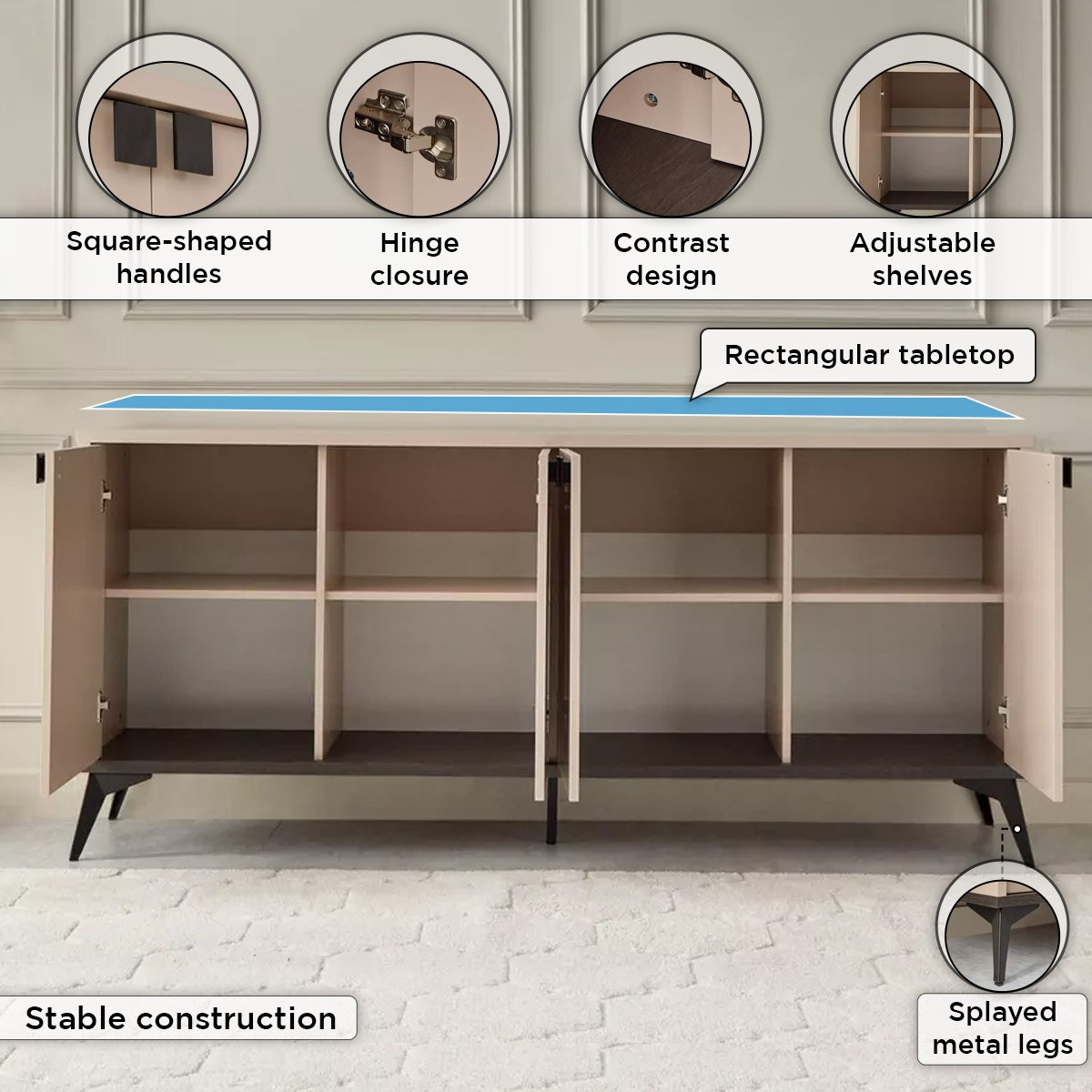 وحدة جانبية 4 أبواب من لوكسمبورغ-hbxfurniture-diningroom-buffetsandsideboards-image-5