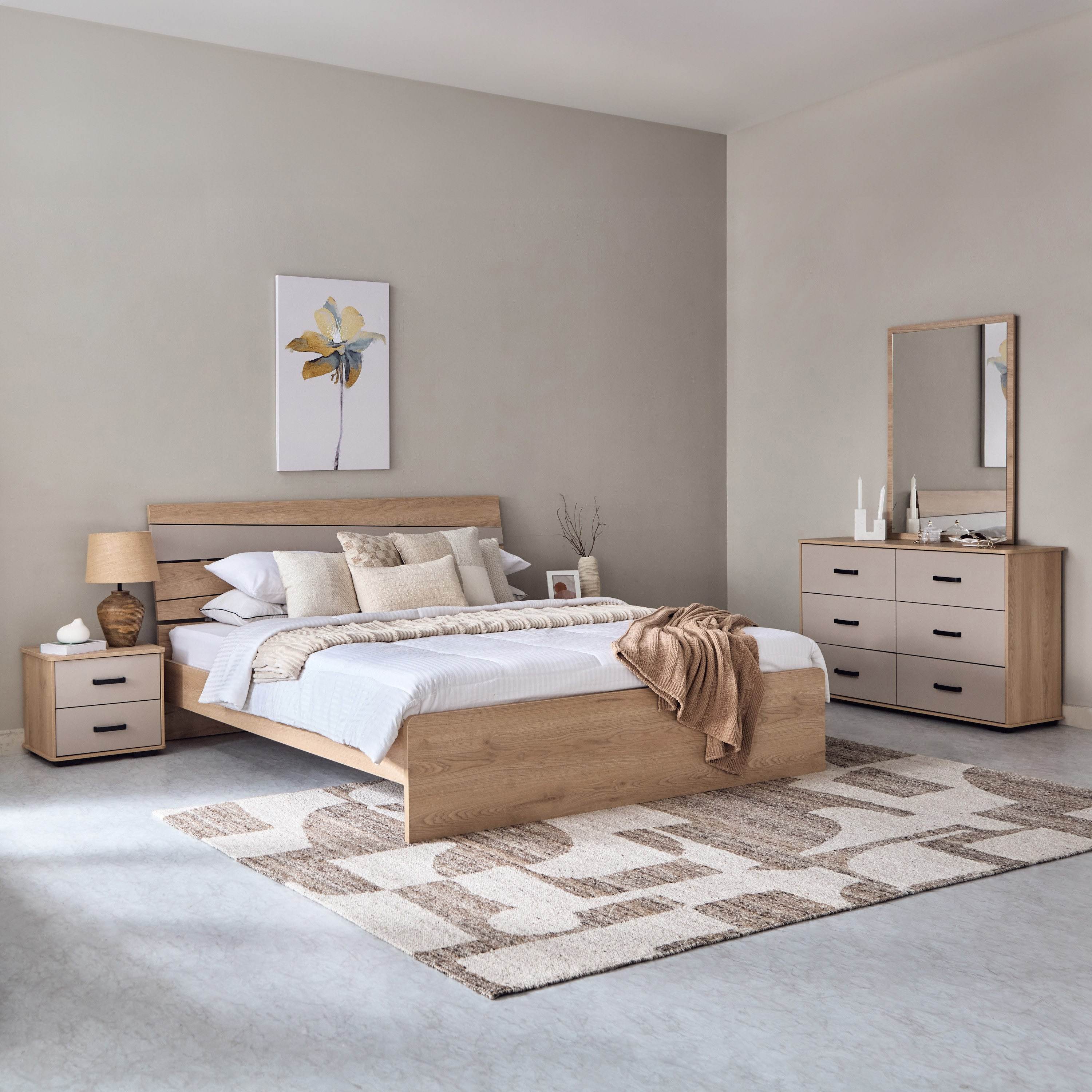 طقم غرفة نوم كينج 5 قطع - مدريد من موڤو  - 180x200 سم-hbxbedroom-bedsandbedsets-bedroomsets-king-image-1