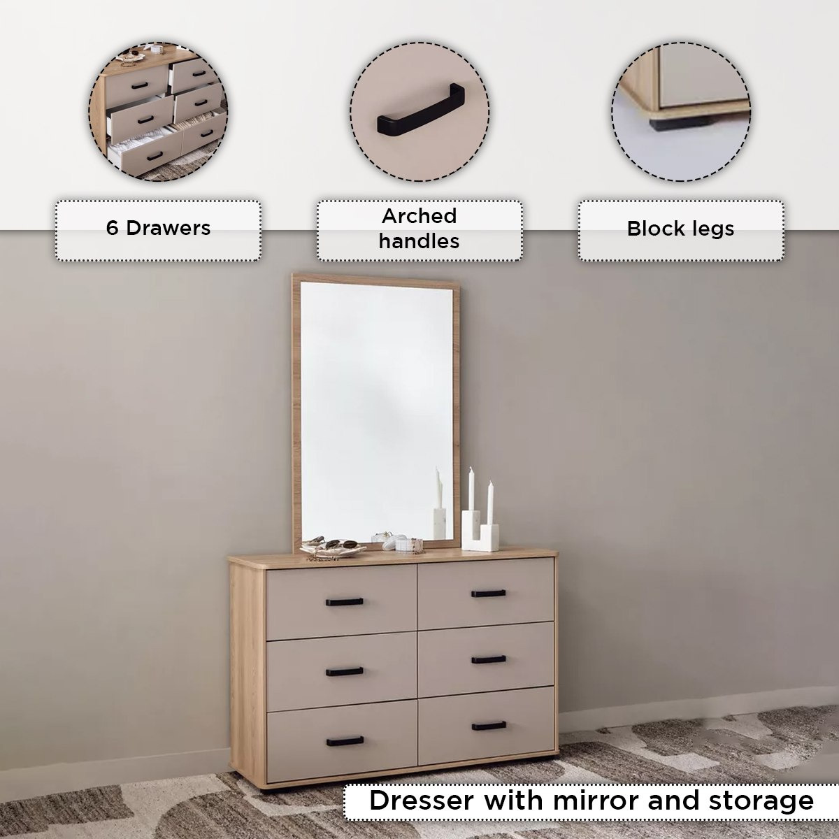 طقم غرفة نوم كينج 5 قطع - مدريد من موڤو  - 180x200 سم-hbxbedroom-bedsandbedsets-bedroomsets-king-image-6
