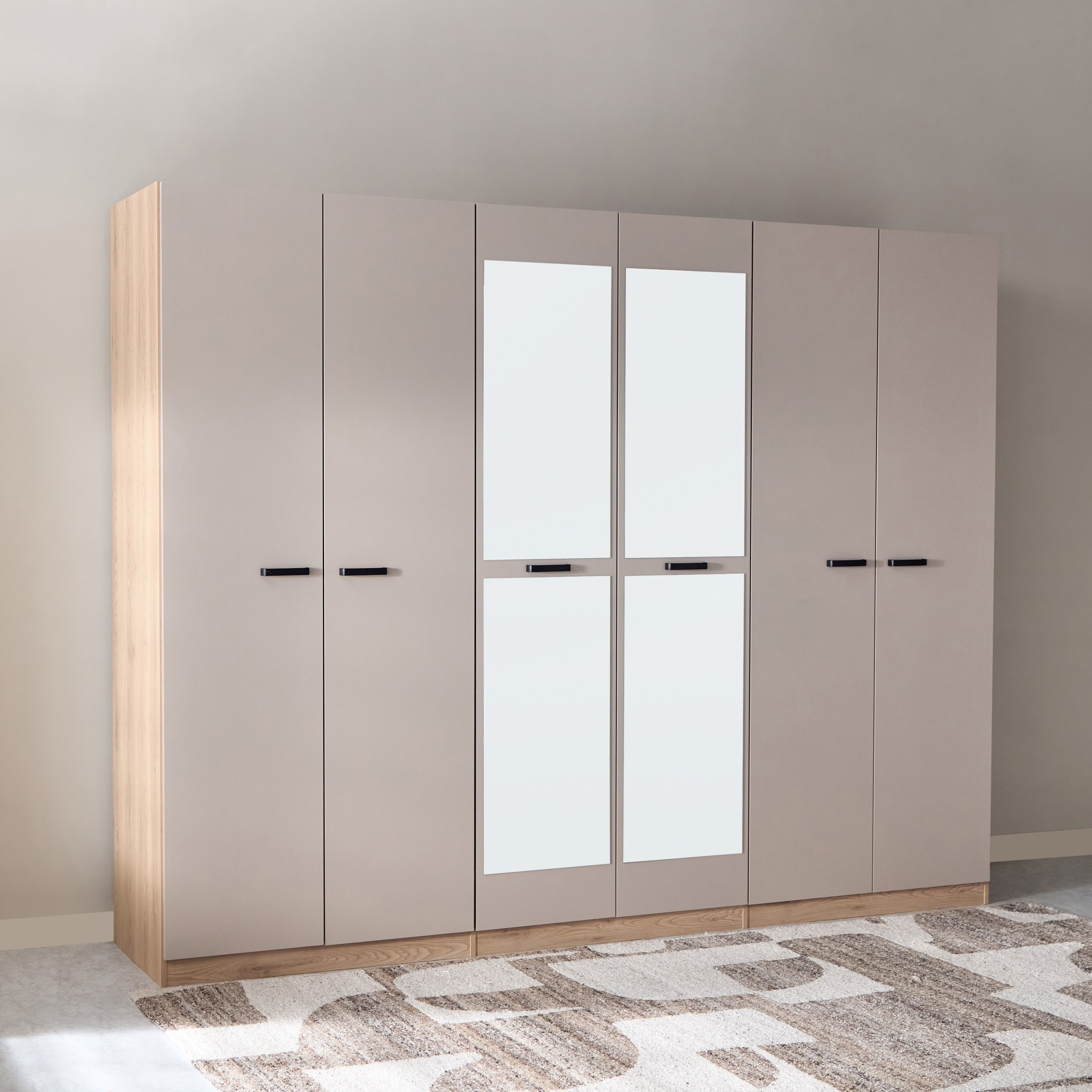 Movo Madrid 6-Door Wardrobe with Mirror-hbxfurniture-wardrobes-image-1