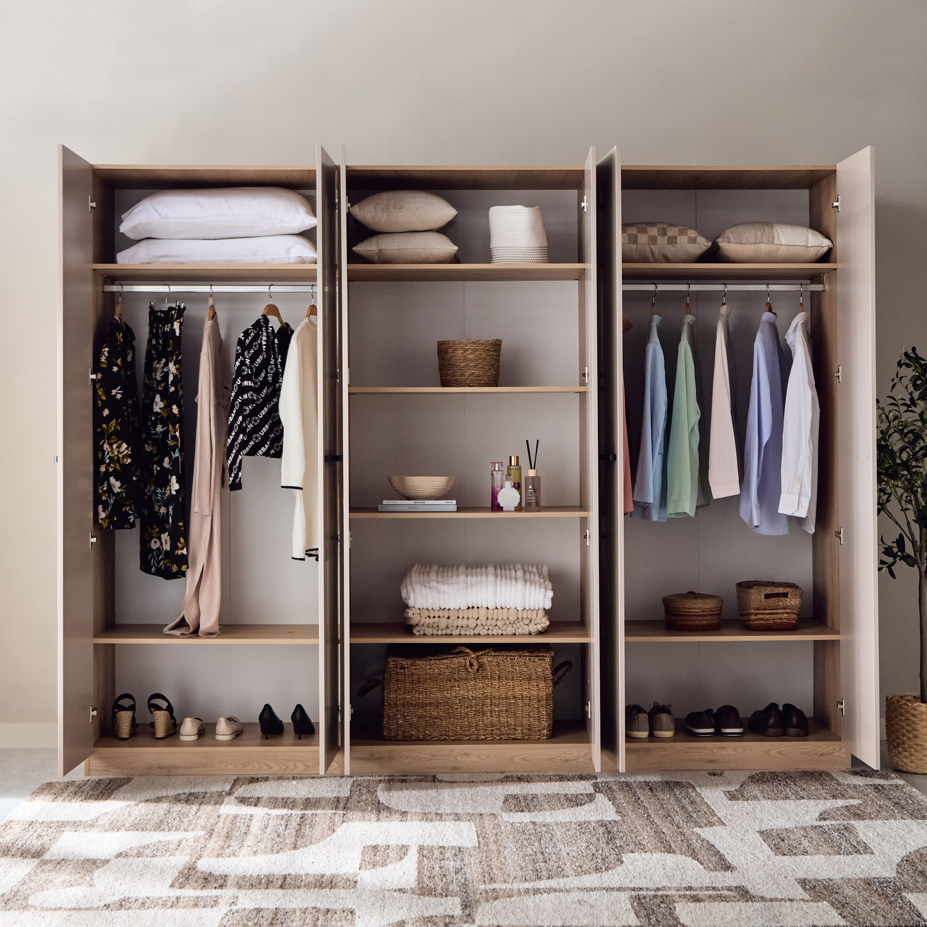 Movo Madrid 6-Door Wardrobe with Mirror-hbxfurniture-wardrobes-image-6