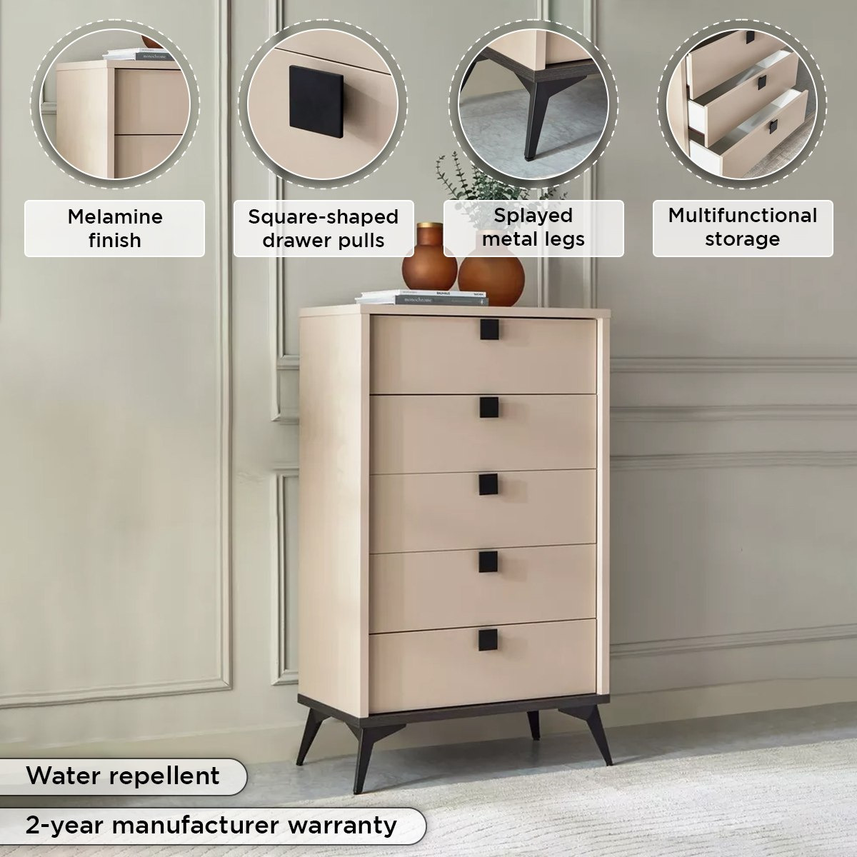 Luxembourg Chest of 5 Drawers-hbxfurniture-dressersandchests-chestofdrawers-image-4