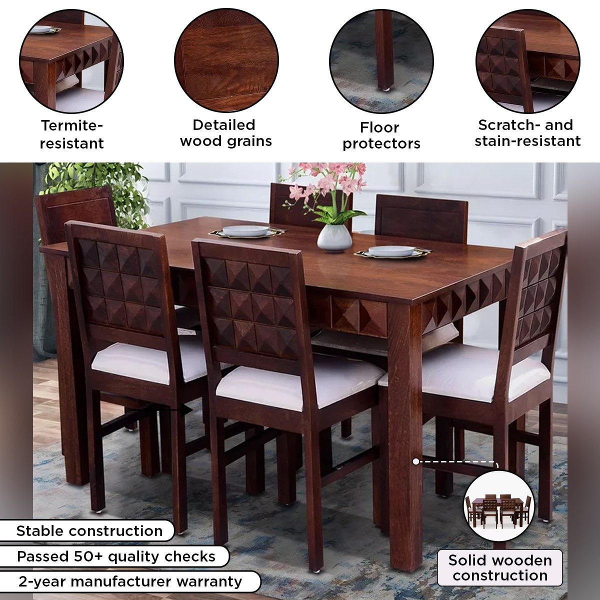 Aakrit Solid Wood 6-Seater Dining Set-hbxfurniture-diningtablesandsets-diningsets-sixseater-image-7