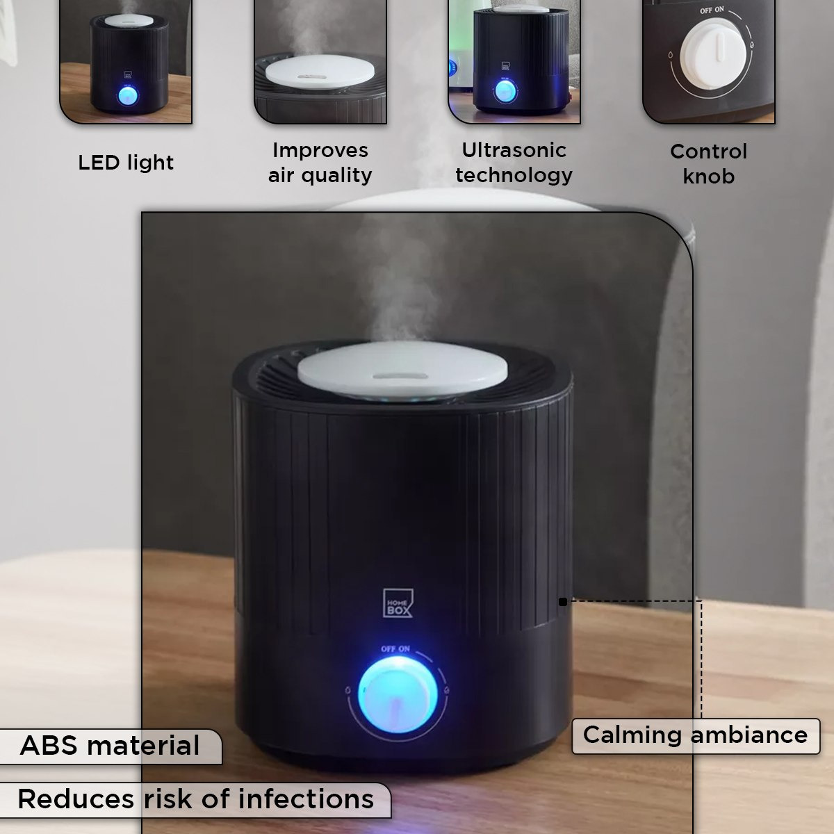 Nova Humidifier with 7-Colour LED Light - 2.5 L-hbxlivingroom-decorandaccessories-homefragrance-revitalizersandhumidifiers-image-5