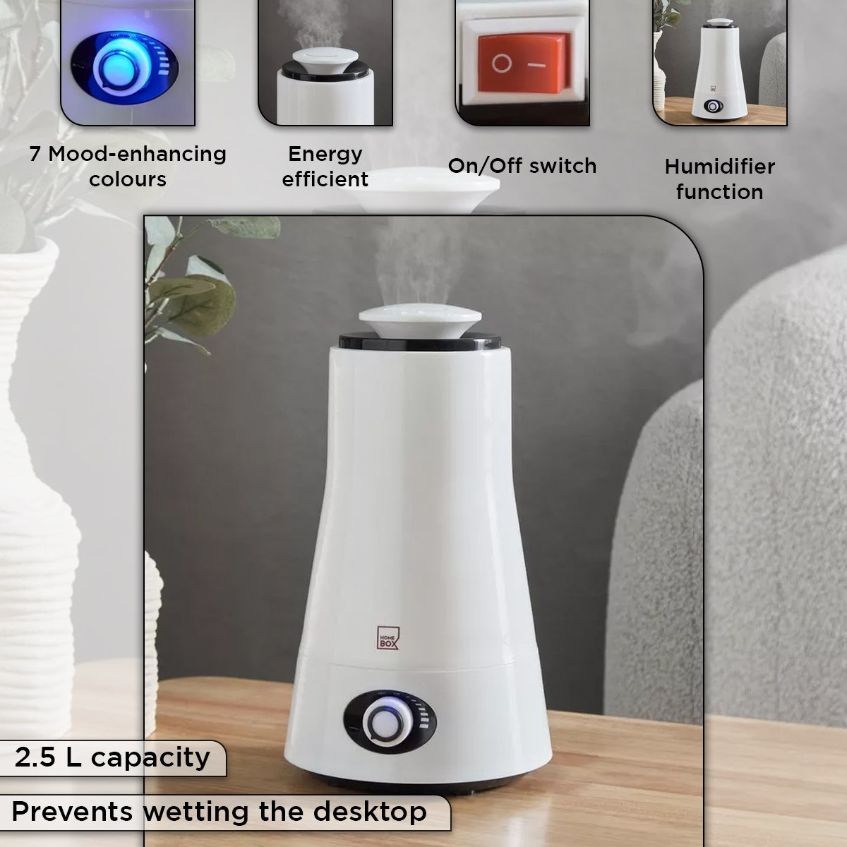 Nova Morden Humidifier with 7-Colour LED Light - 2.5 L-hbxlivingroom-decorandaccessories-homefragrance-revitalizersandhumidifiers-image-4