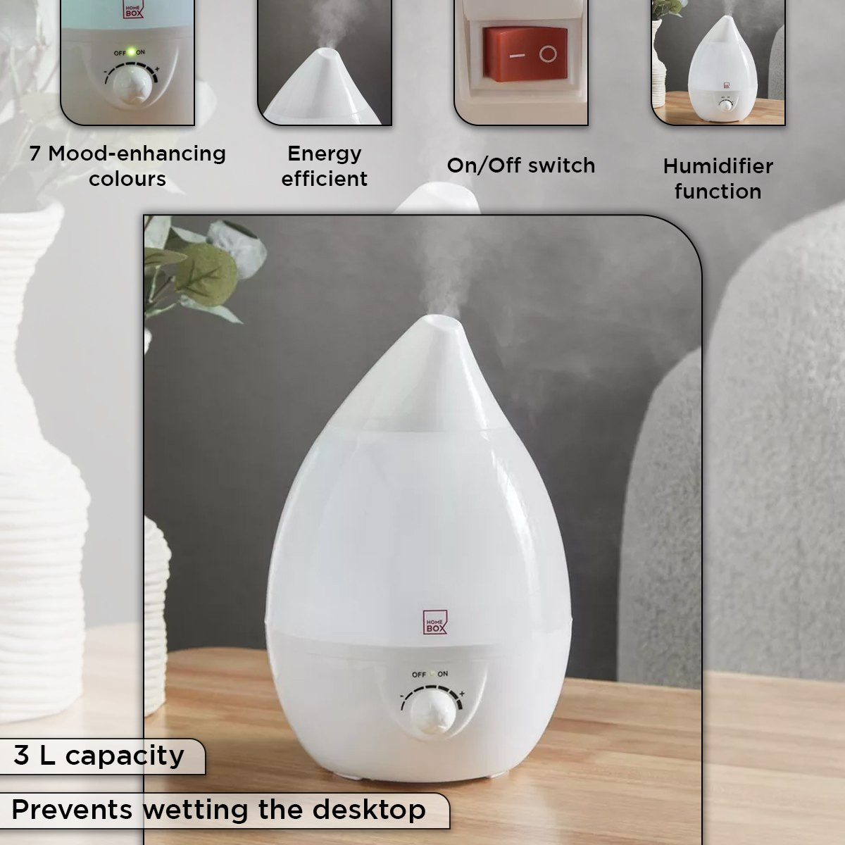 Nova Humidifier with Ultrasonic Mist and 7-Colour LED Light - 3 L-hbxlivingroom-decorandaccessories-homefragrance-revitalizersandhumidifiers-image-4