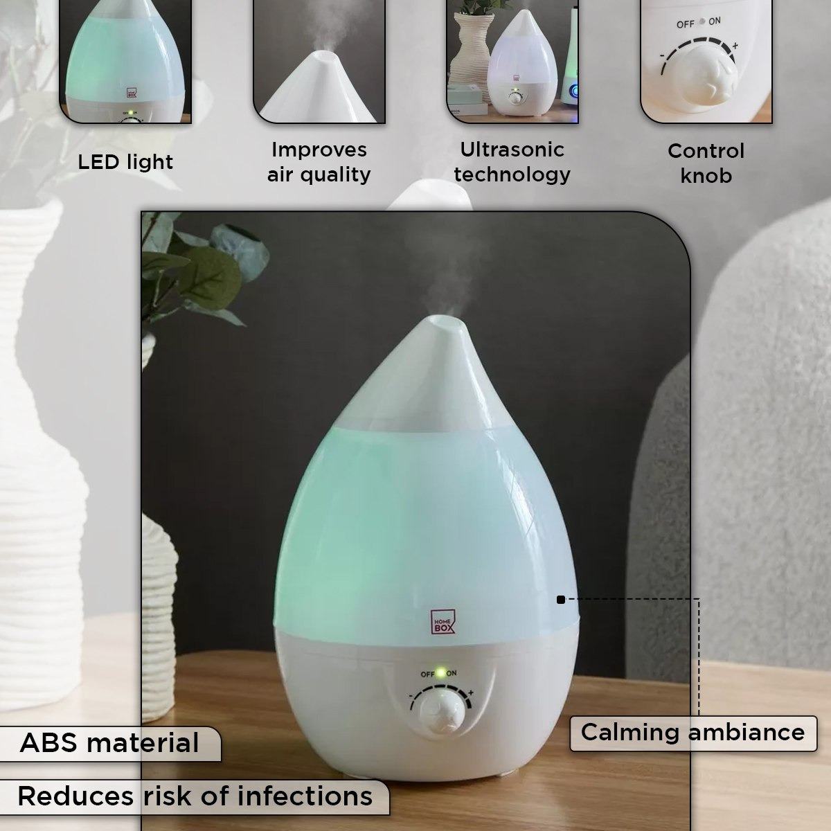 Nova Humidifier with Ultrasonic Mist and 7-Colour LED Light - 3 L-hbxlivingroom-decorandaccessories-homefragrance-revitalizersandhumidifiers-image-5