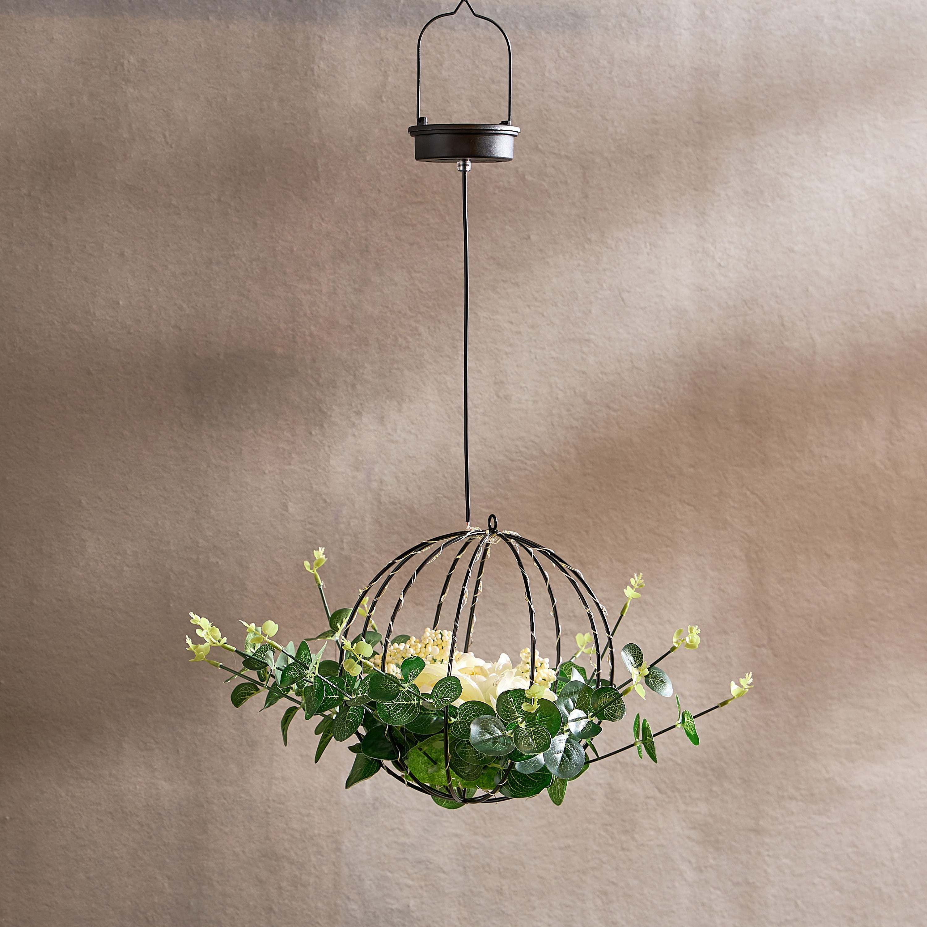 إناء زهور معلق بالطاقة الشمسية وأضواء أل إي دي من لين - 35x35x30 سم-hbxoutdoor-hbxoutdooraccessories-lighting-image-2