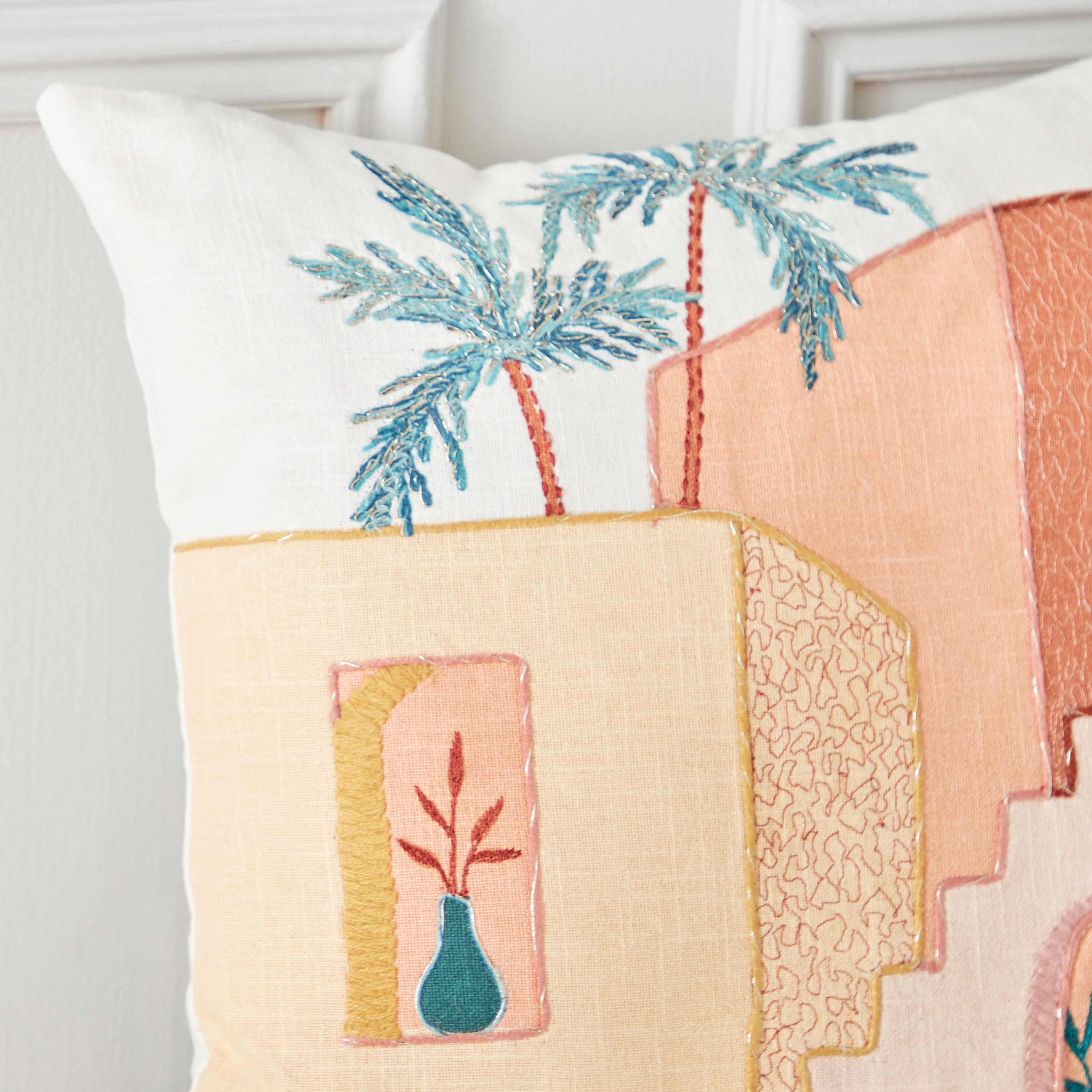 Sage Shaded Desert Embroidery Filled Cushion - 45x45 cm-hbxlivingroom-furnishings-cushionsandcovers-filledcushions-image-3