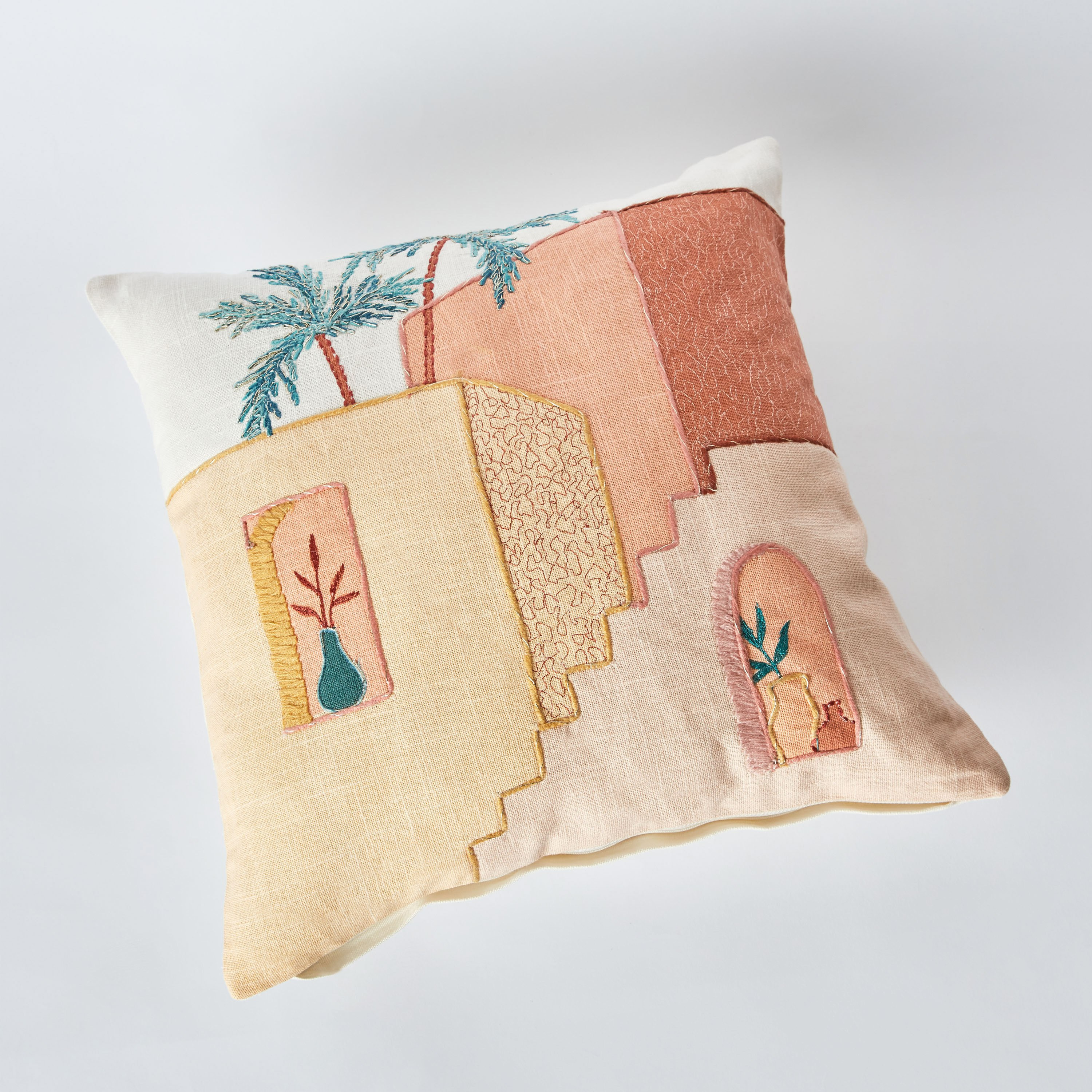 Sage Shaded Desert Embroidery Filled Cushion - 45x45 cm-hbxlivingroom-furnishings-cushionsandcovers-filledcushions-image-6