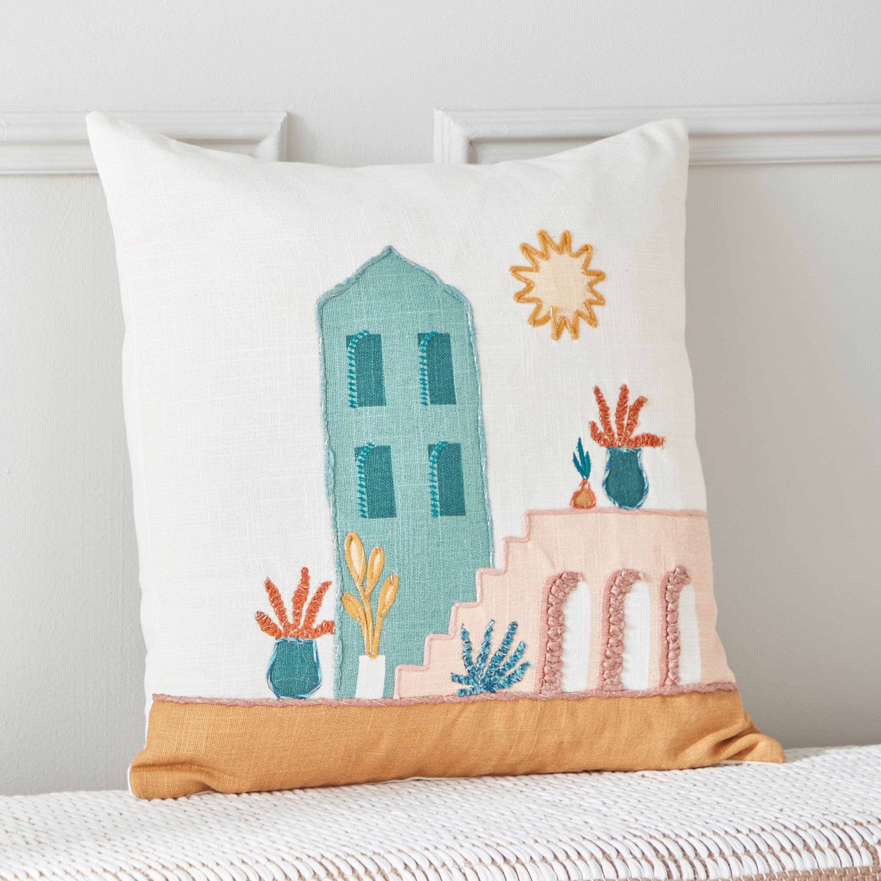 Sage Shaded Desert Embroidered Filled Cushion - 45x45 cm-hbxlivingroom-furnishings-cushionsandcovers-filledcushions-image-1