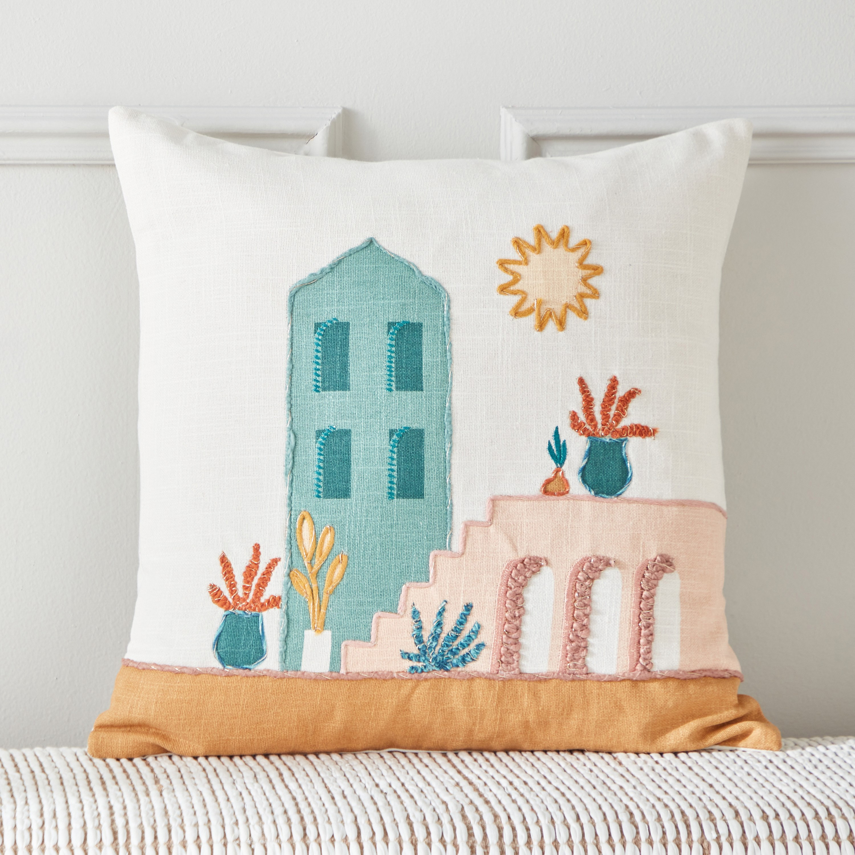 Sage Shaded Desert Embroidered Filled Cushion - 45x45 cm-hbxlivingroom-furnishings-cushionsandcovers-filledcushions-image-2