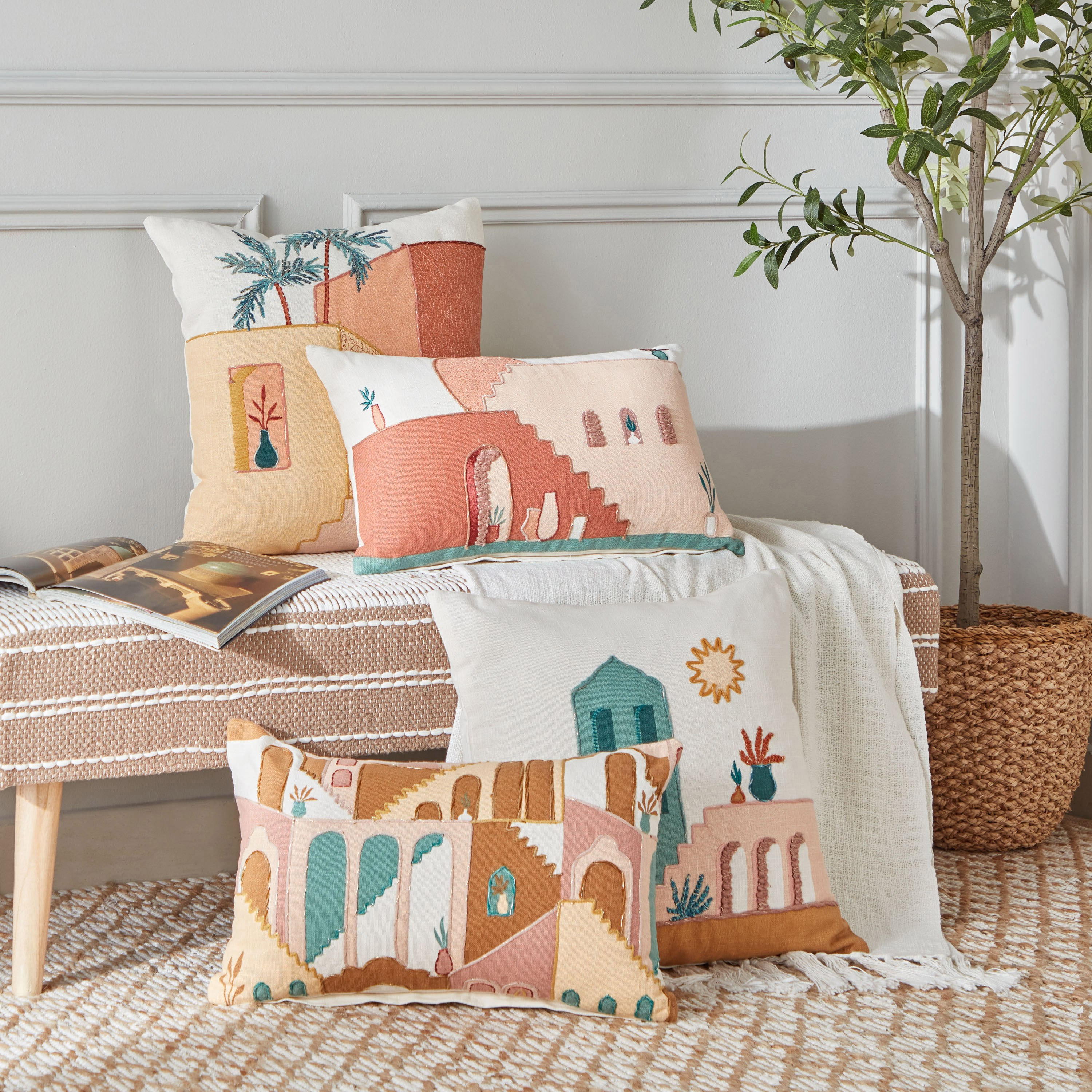 Sage Shaded Desert Embroidered Filled Cushion - 45x45 cm-hbxlivingroom-furnishings-cushionsandcovers-filledcushions-image-5