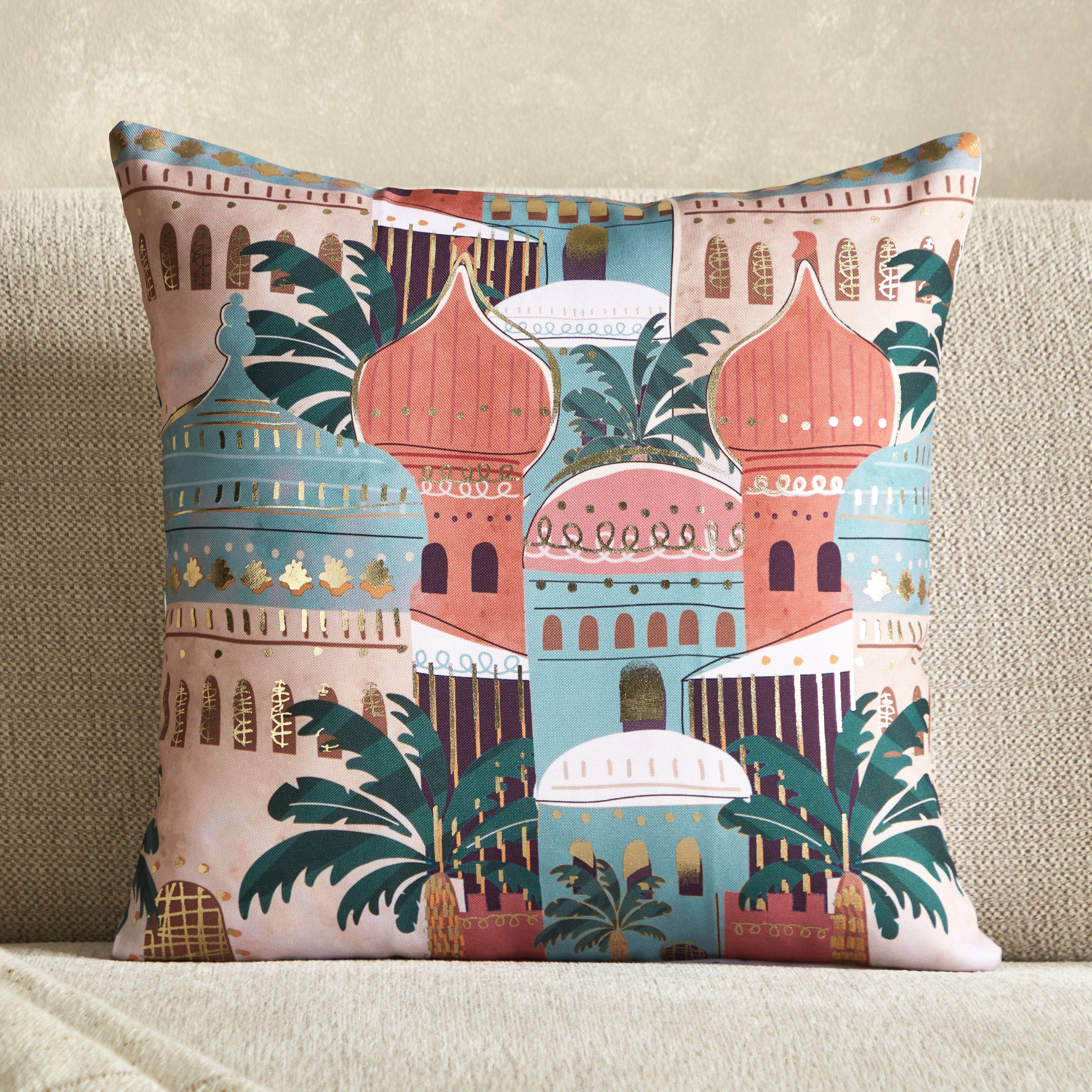 Silky Sheen Hadiya Digital Printed Cushion Cover - 45x45 cm-hbxhomeware-cushionsandcovers-cushioncovers-image-1
