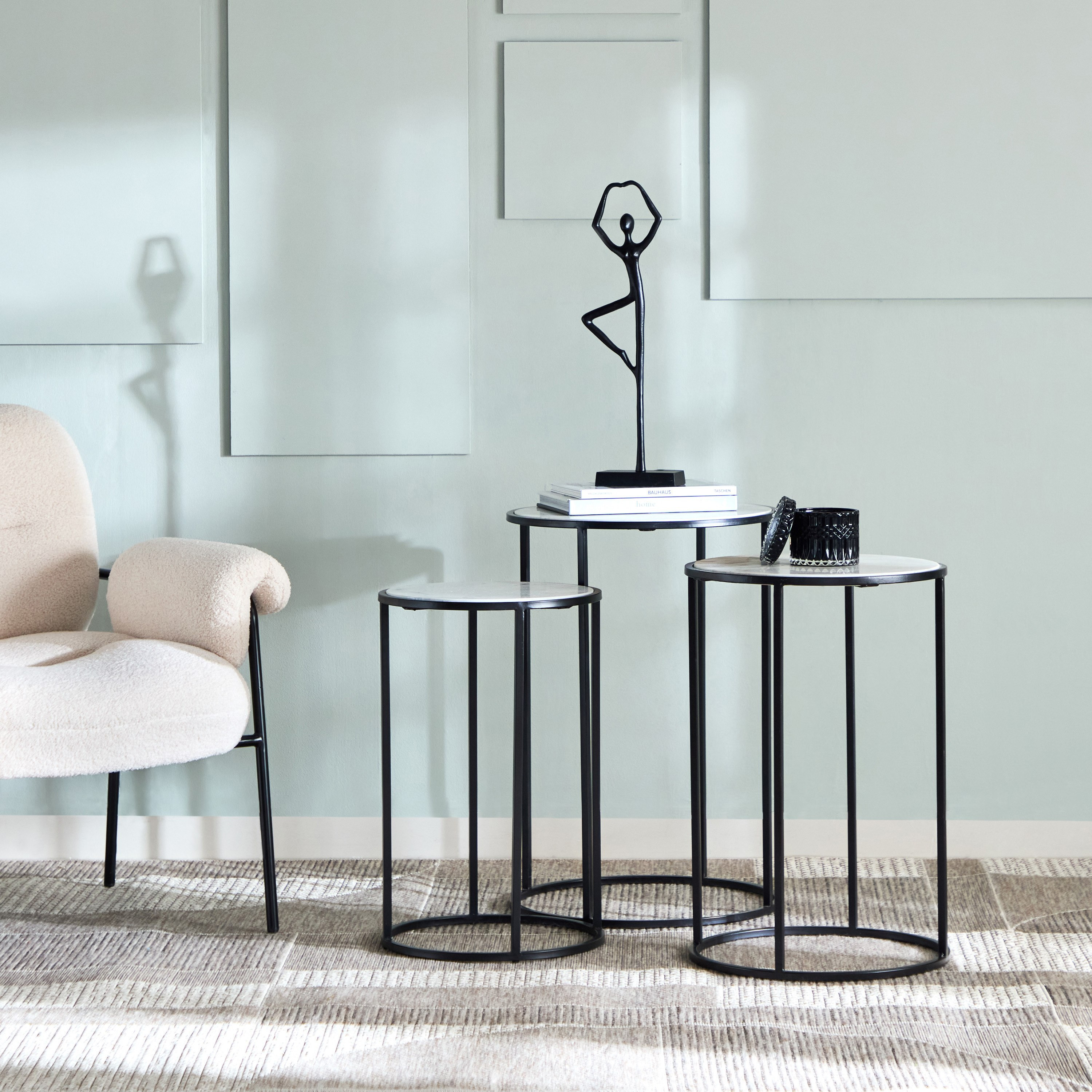 طقم طاولات متداخلة مستديرة من 3 قطع بسطح من الرخام الأصلي - ويلو-hbxfurniture-livingroom-nestingtables-image-6