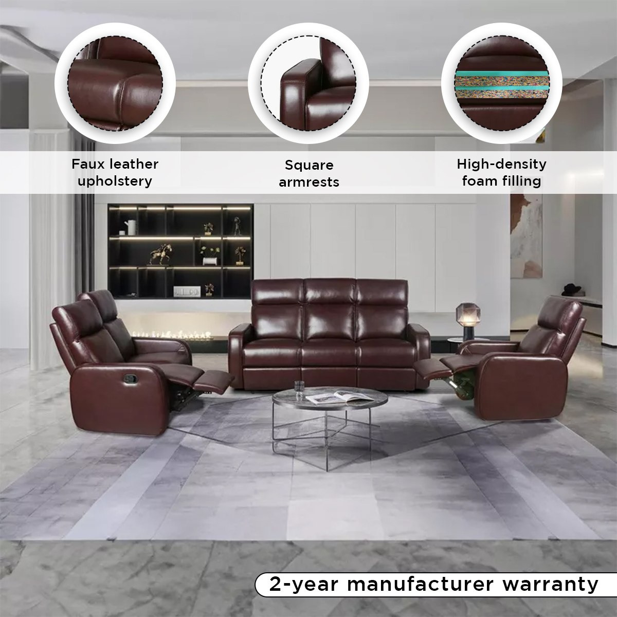 كرسي استرخاء بمساند بذراعين من الجلد الصناعي من ديلا-hbxfurniture-sofasandarmchairs-reclinersofas-image-4