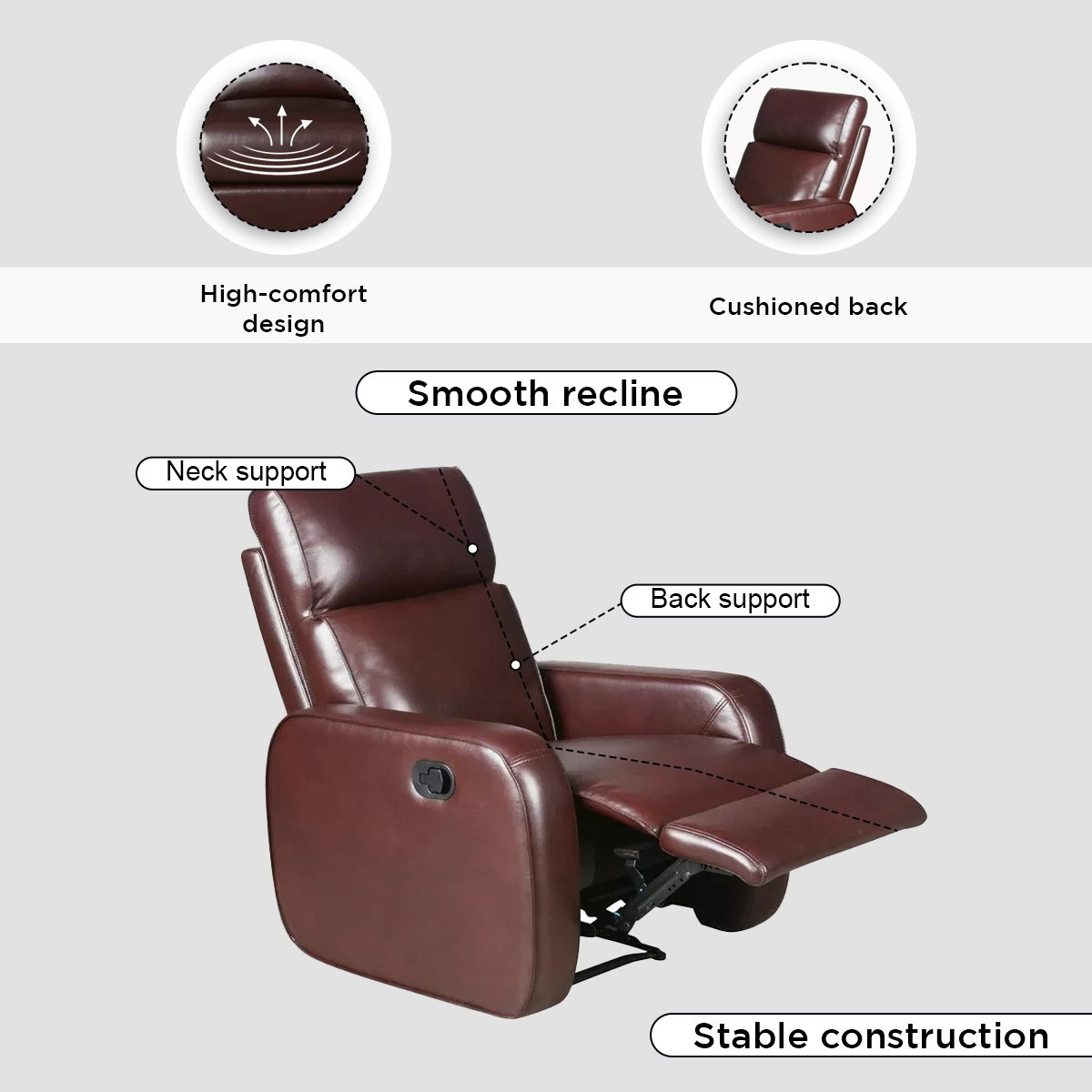 كرسي استرخاء بمساند بذراعين من الجلد الصناعي من ديلا-hbxfurniture-sofasandarmchairs-reclinersofas-image-5