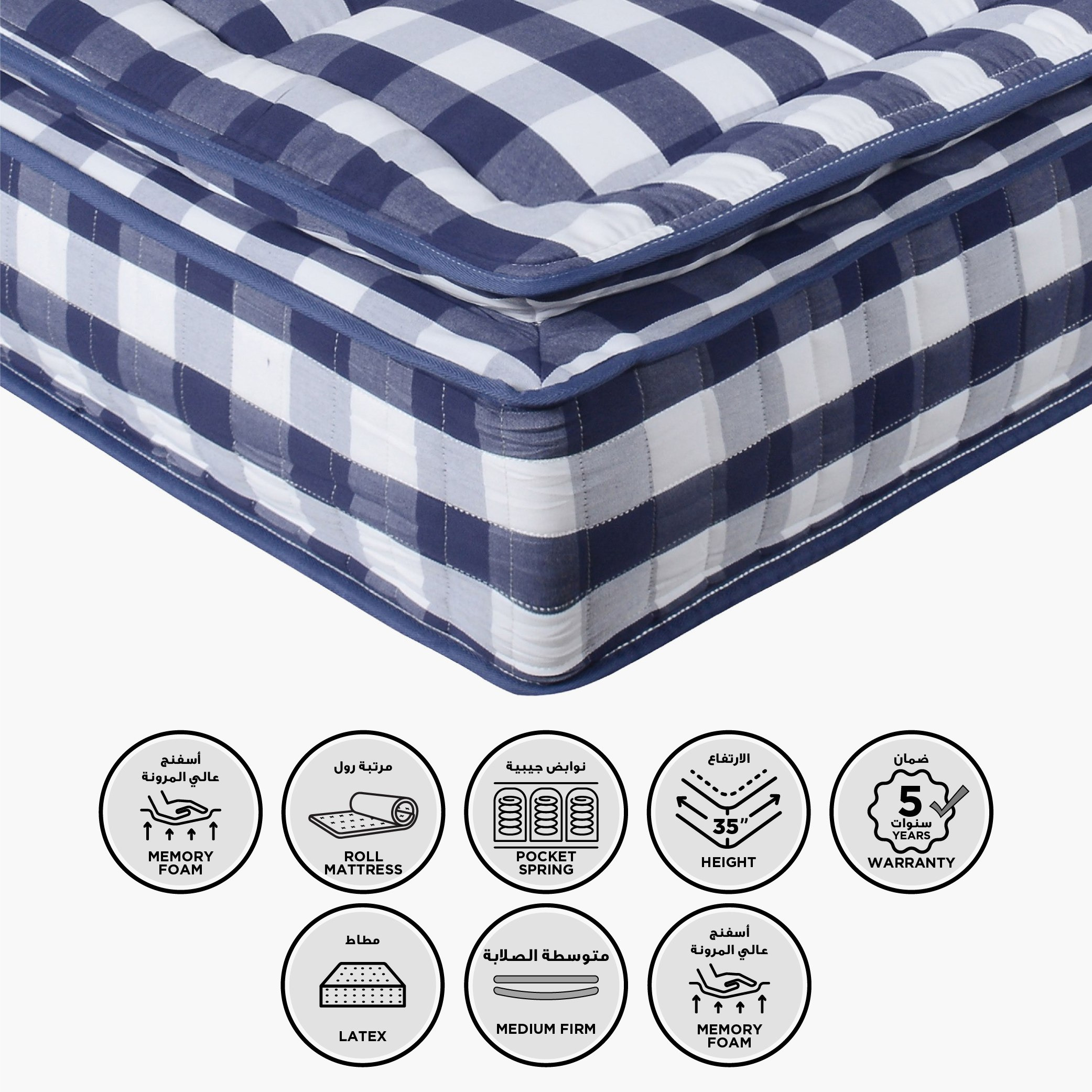 SleepLuxe iSolitaire Visco Silicone Memory Foam Latex 3-Zone Pocket Spring Mattress - 180x200x35 cm-hbxfurniture-mattresses-king-image-1