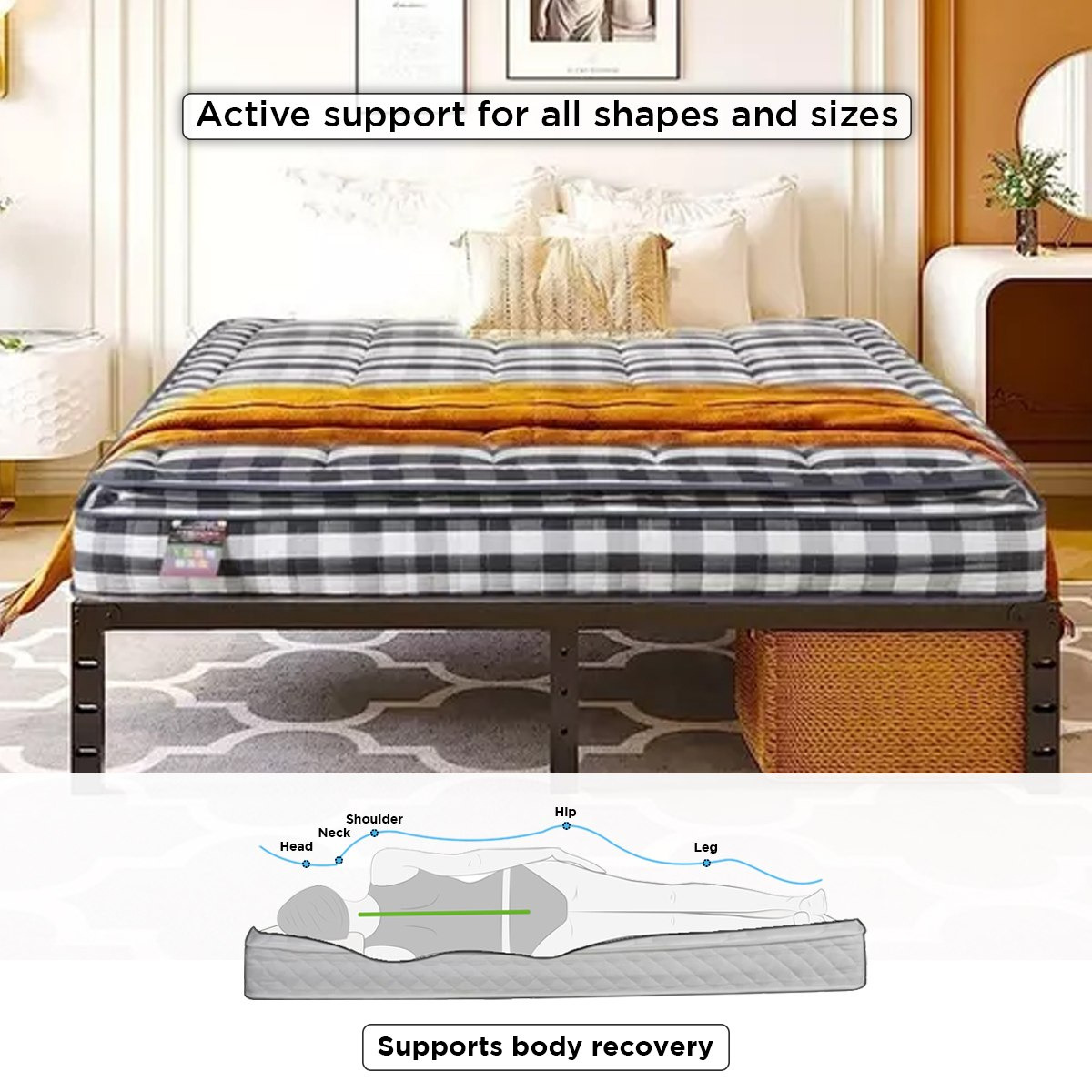 SleepLuxe iSolitaire Visco Silicone Memory Foam Latex 3-Zone Pocket Spring Mattress - 180x200x35 cm-hbxfurniture-mattresses-king-image-6