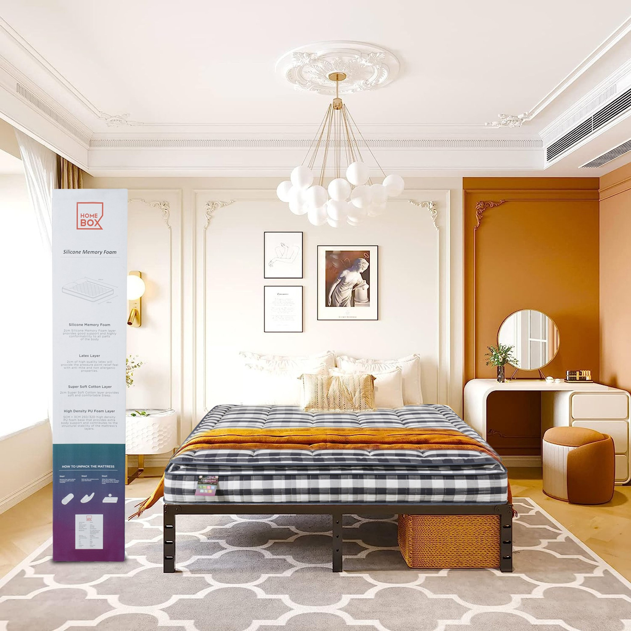 SleepLuxe iSolitaire Visco Silicone Memory Foam Latex 3-Zone Pocket Spring Mattress - 180x200x35 cm-hbxfurniture-mattresses-king-image-10