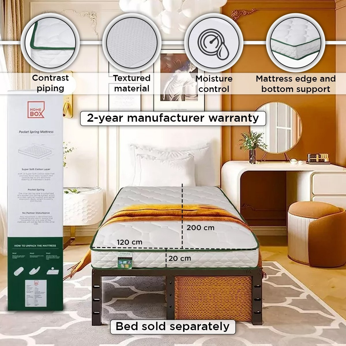 مرتبة توين بنوابض جيبية للأطفال من سليب إيز آي فانيلا - 120x200x20 سم-hbxfurniture-mattresses-twin-image-14