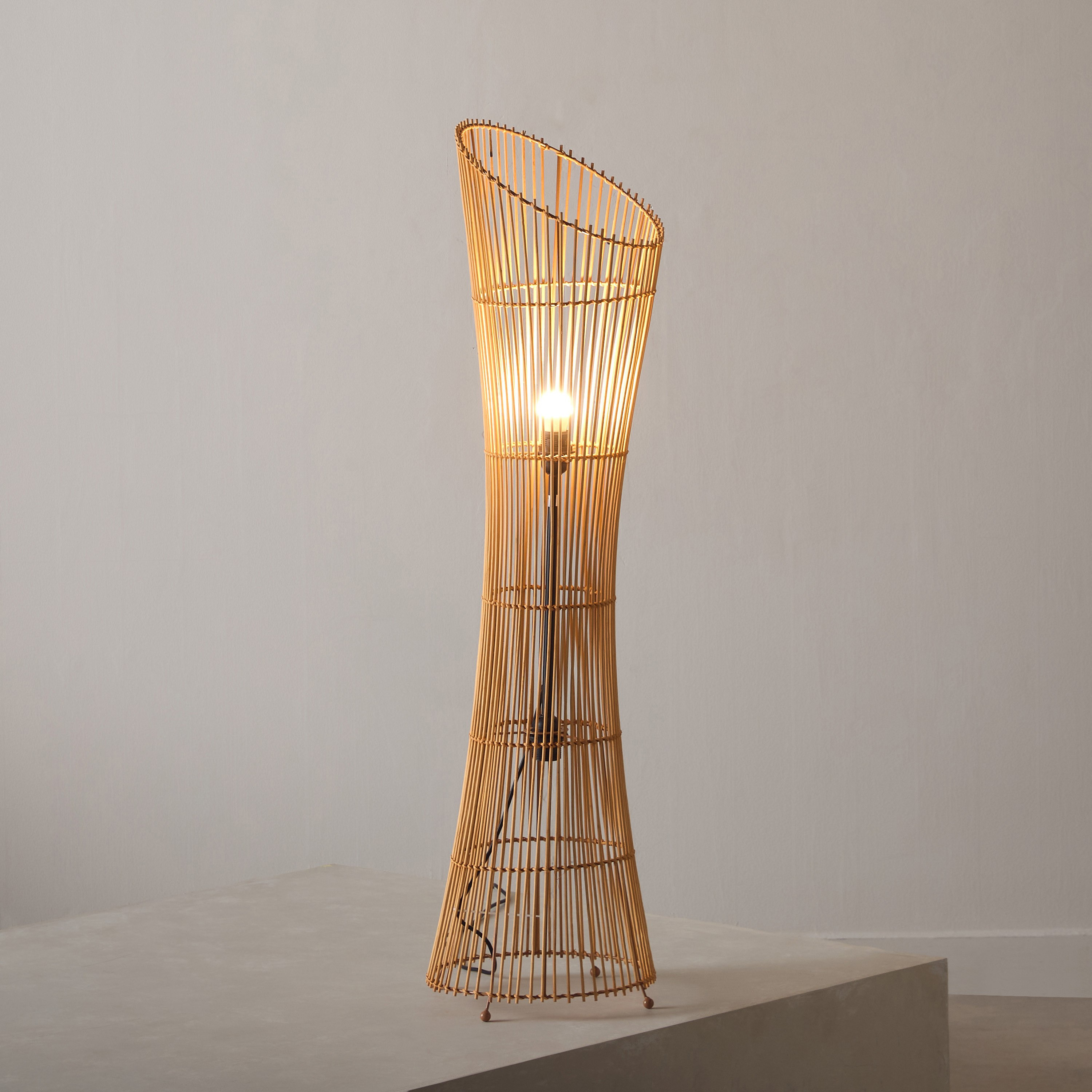Naturel Bamboo Floor Lamp with Cable and E27 Bulb - 29.5x118 cm-hbxhomeware-hbxlivingroom-image-2