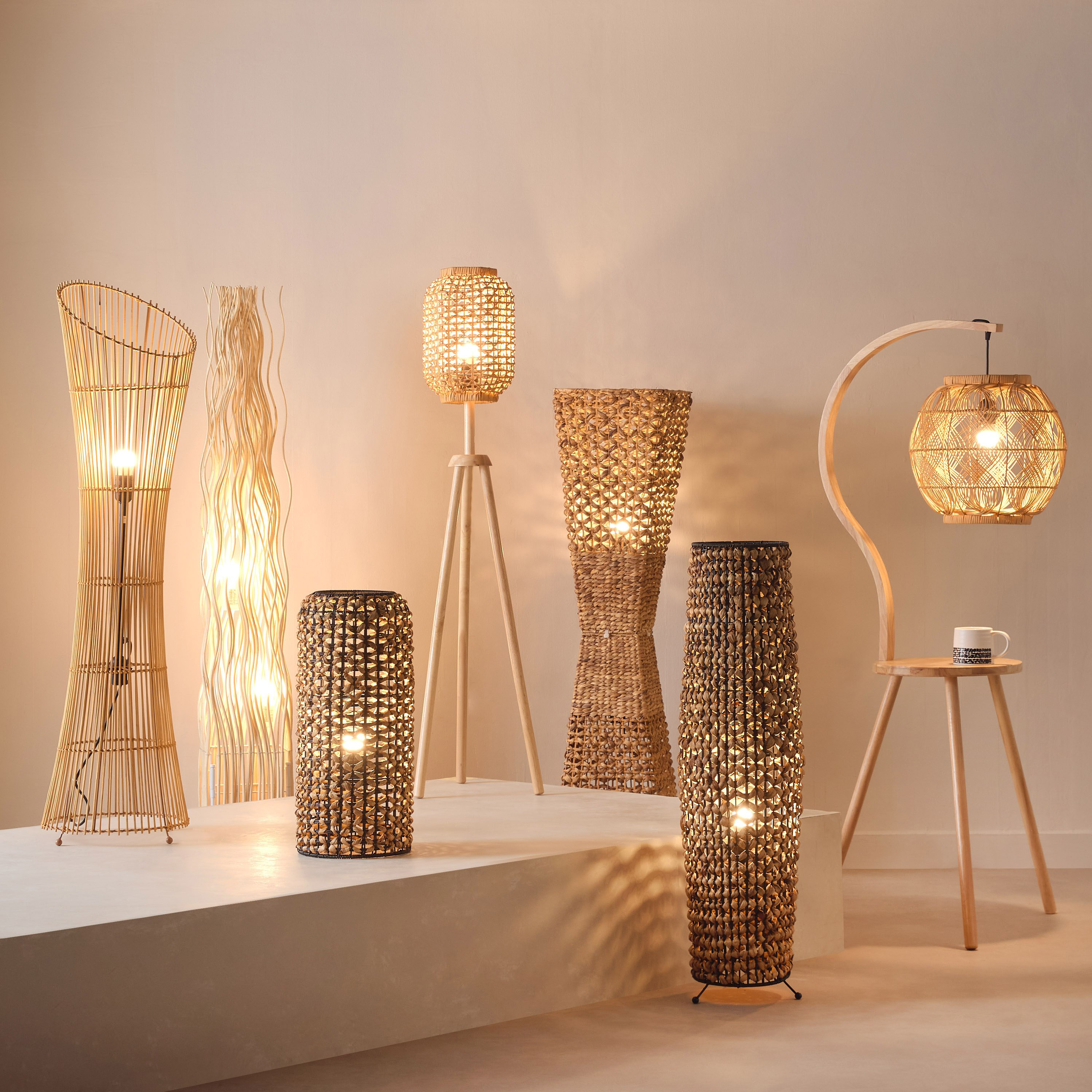 Naturel Bamboo Floor Lamp with Cable and E27 Bulb - 29.5x118 cm-hbxhomeware-hbxlivingroom-image-5