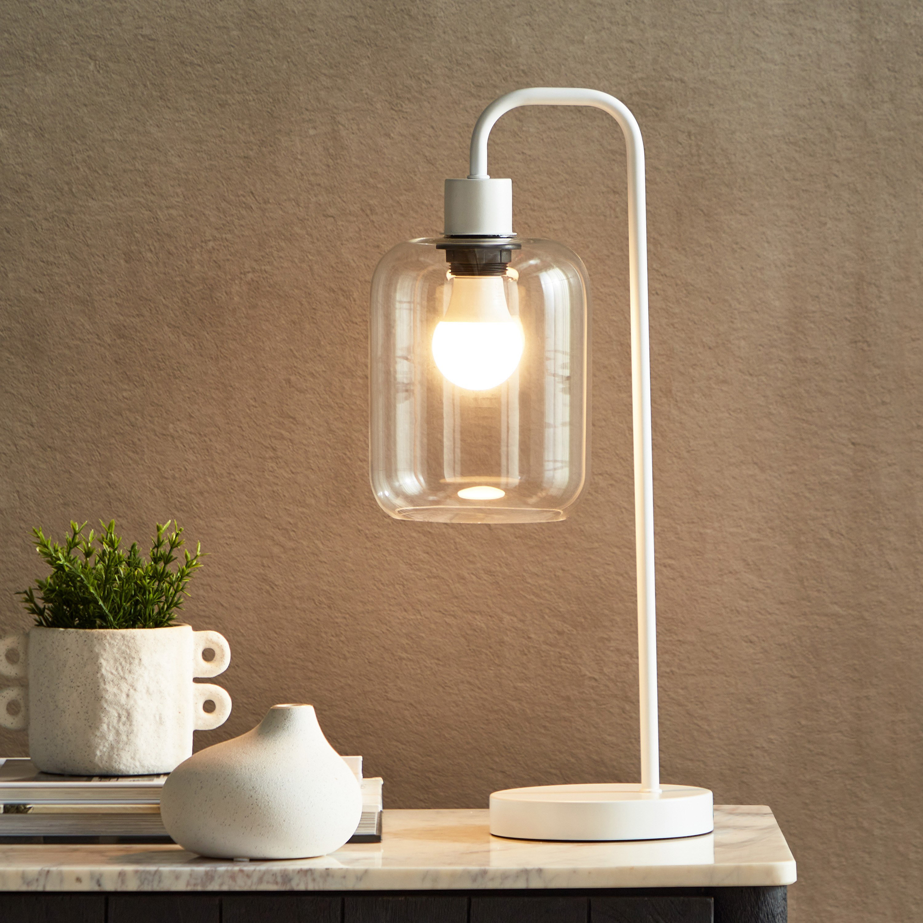 مصباح طاولة معدن وزجاج من كاسبيان - 22x15x50 سم-hbxlivingroom-lighting-tablelamps-image-2