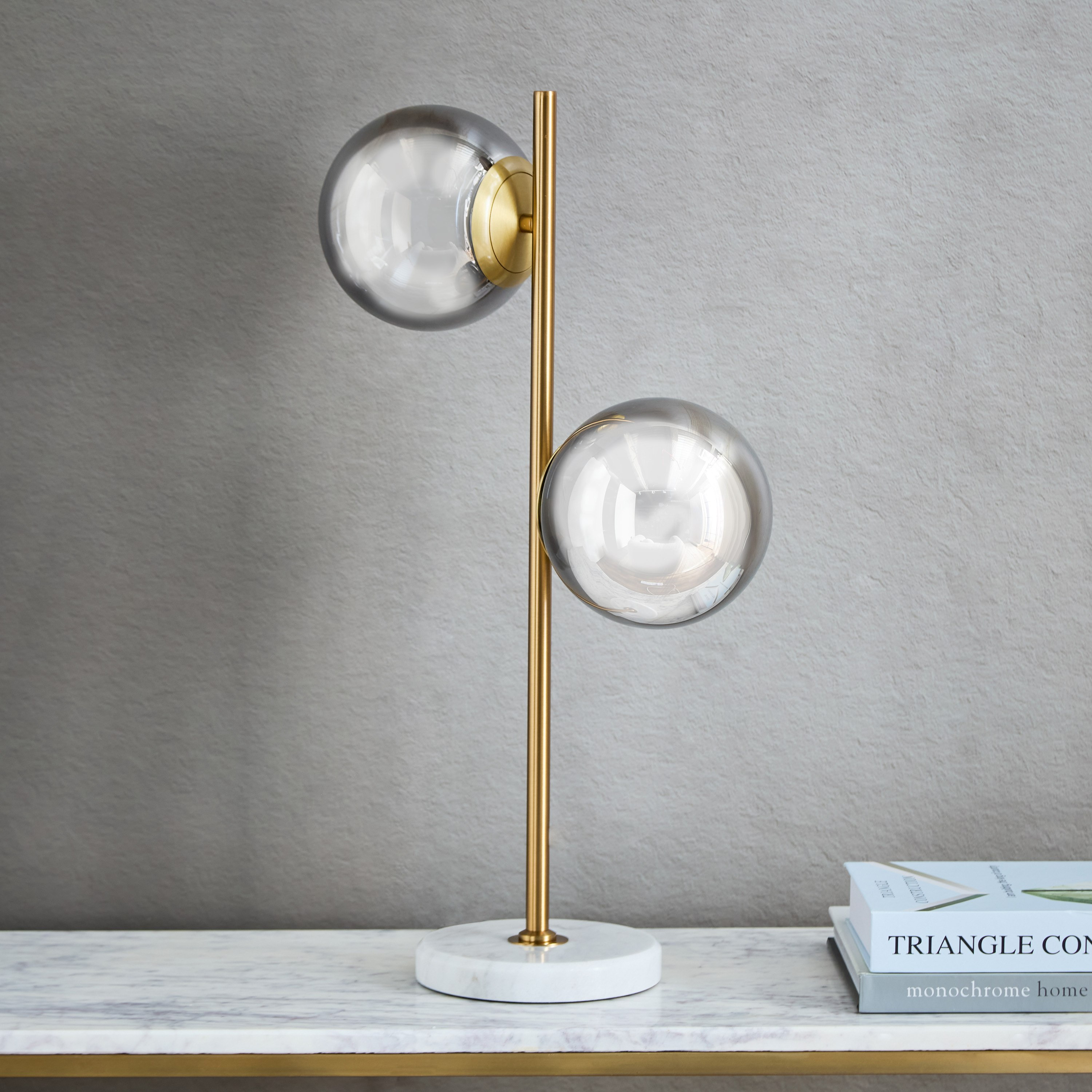 Marisha Metal and Glass Table Lamp with Marble Base - 59 cm-hbxlivingroom-lighting-tablelamps-image-1