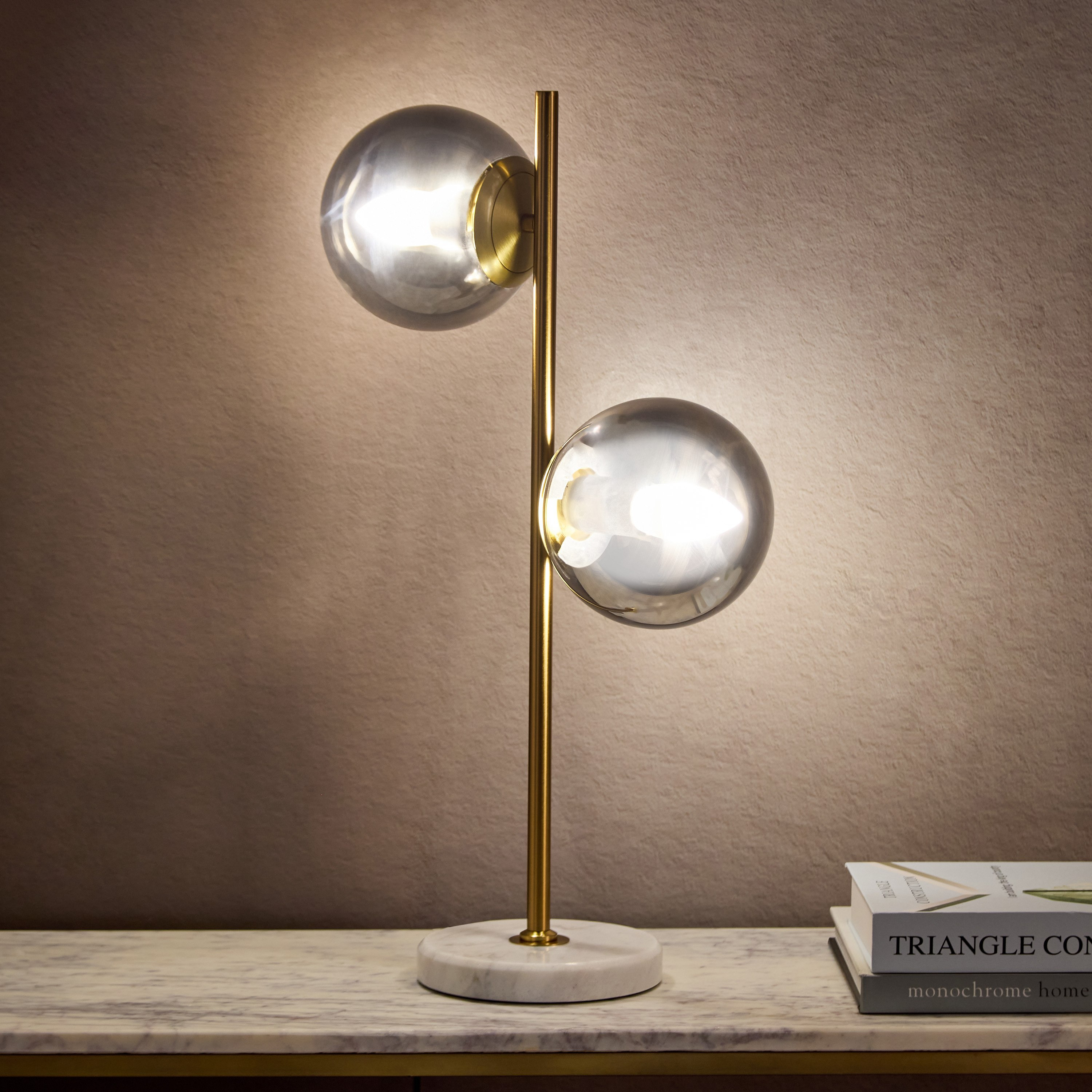 Marisha Metal and Glass Table Lamp with Marble Base - 59 cm-hbxlivingroom-lighting-tablelamps-image-2