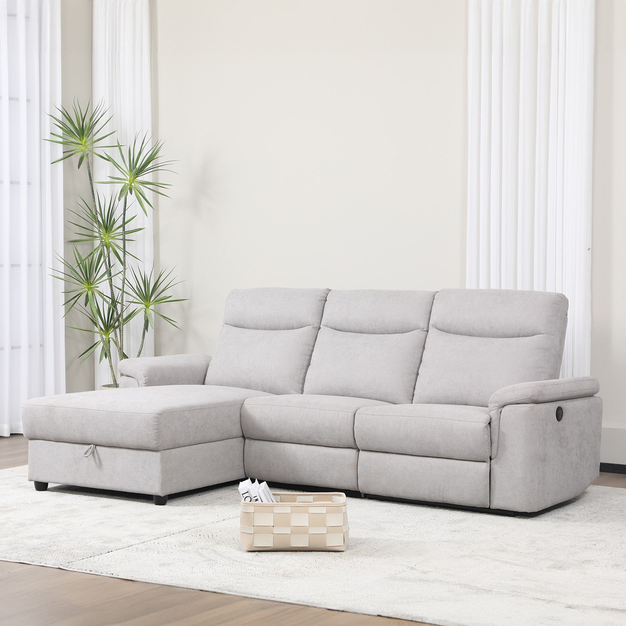 كنبة ركنية يسار 3 مقاعد قماش بخاصية الاسترخاء القابل للضبط ومساحة تخزين من أوبرا-hbxlivingroom-sofasandarmchairs-cornersofas-image-1