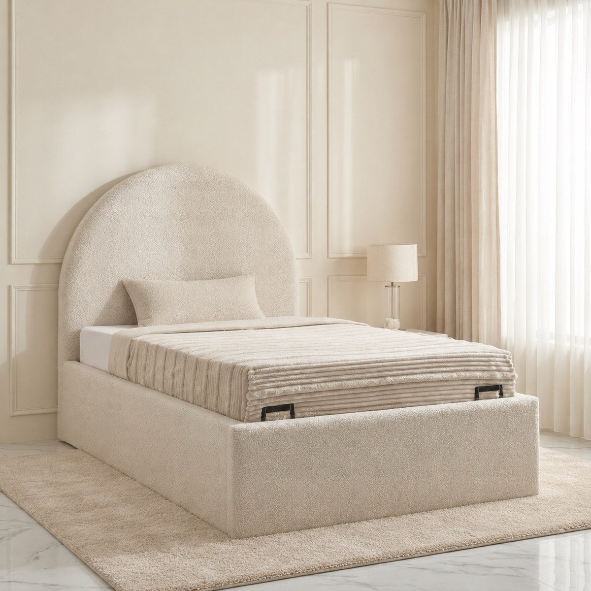 iCloud Upholstered Twin Bed with Hydraulic Storage - 120x200 cm-hbxbedroom-bedsandbedsets-upholsteredbeds-twin-image-1