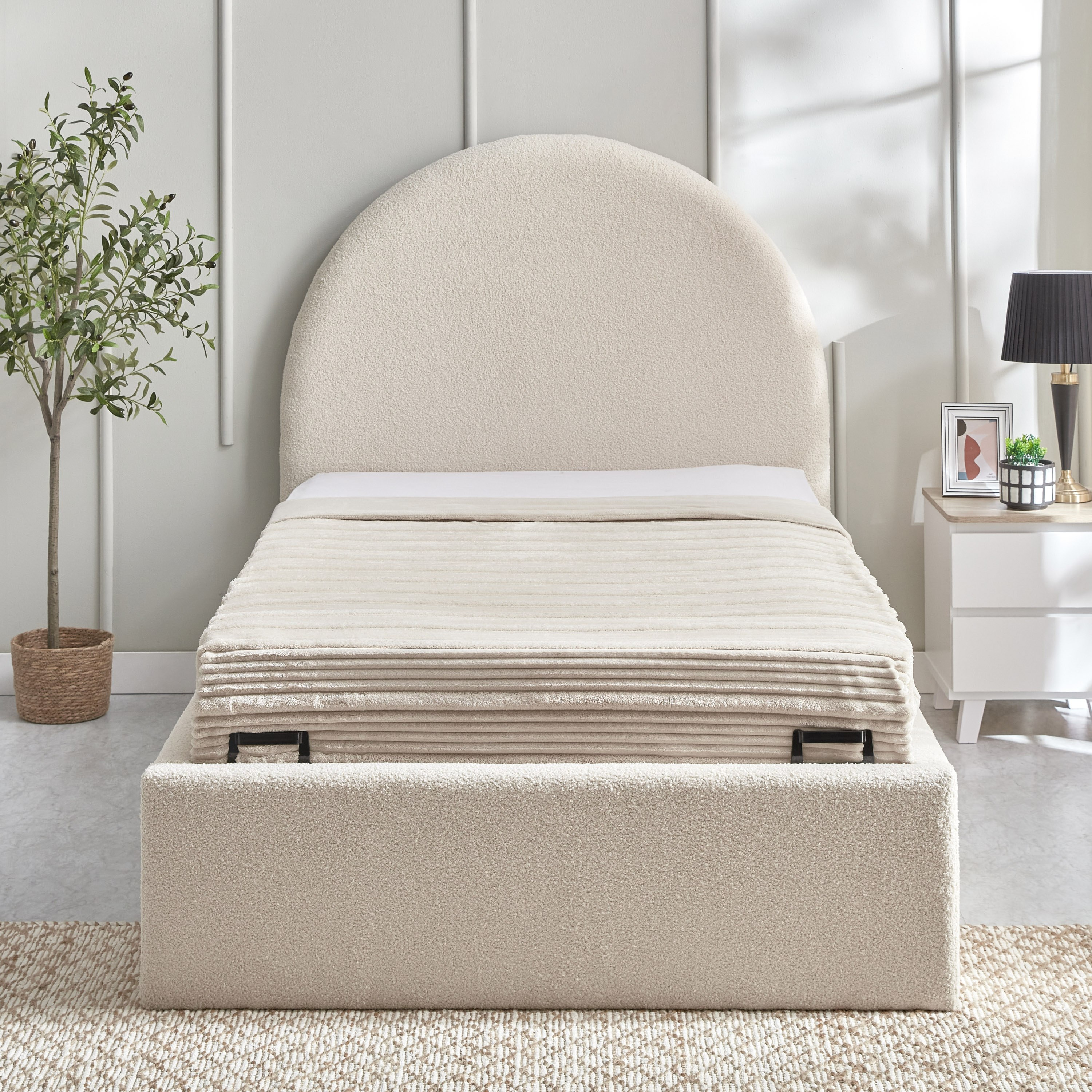iCloud Upholstered Twin Bed with Hydraulic Storage - 120x200 cm-hbxbedroom-bedsandbedsets-upholsteredbeds-twin-image-2