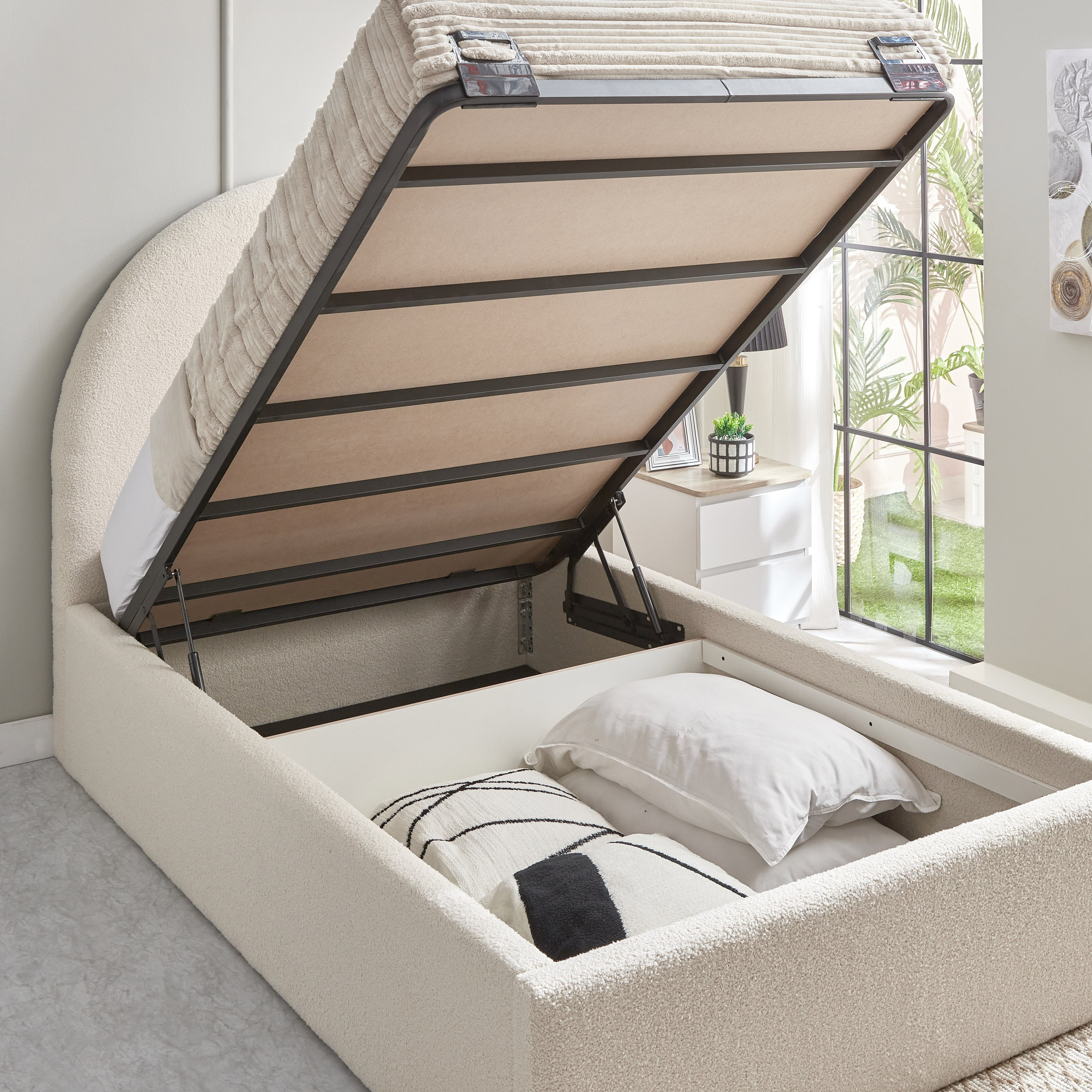 iCloud Upholstered Twin Bed with Hydraulic Storage - 120x200 cm-hbxbedroom-bedsandbedsets-upholsteredbeds-twin-image-6